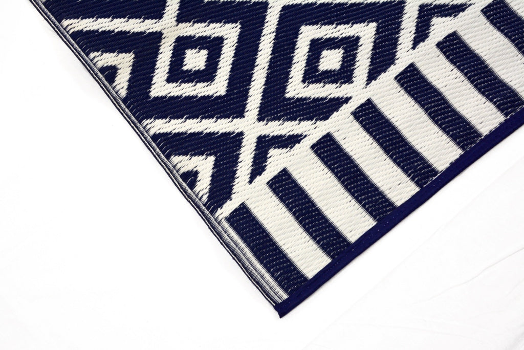 Eco-friendly Reversible Outdoor Plastic Mat-Chatai ARC002-Navy White-150x240cm
