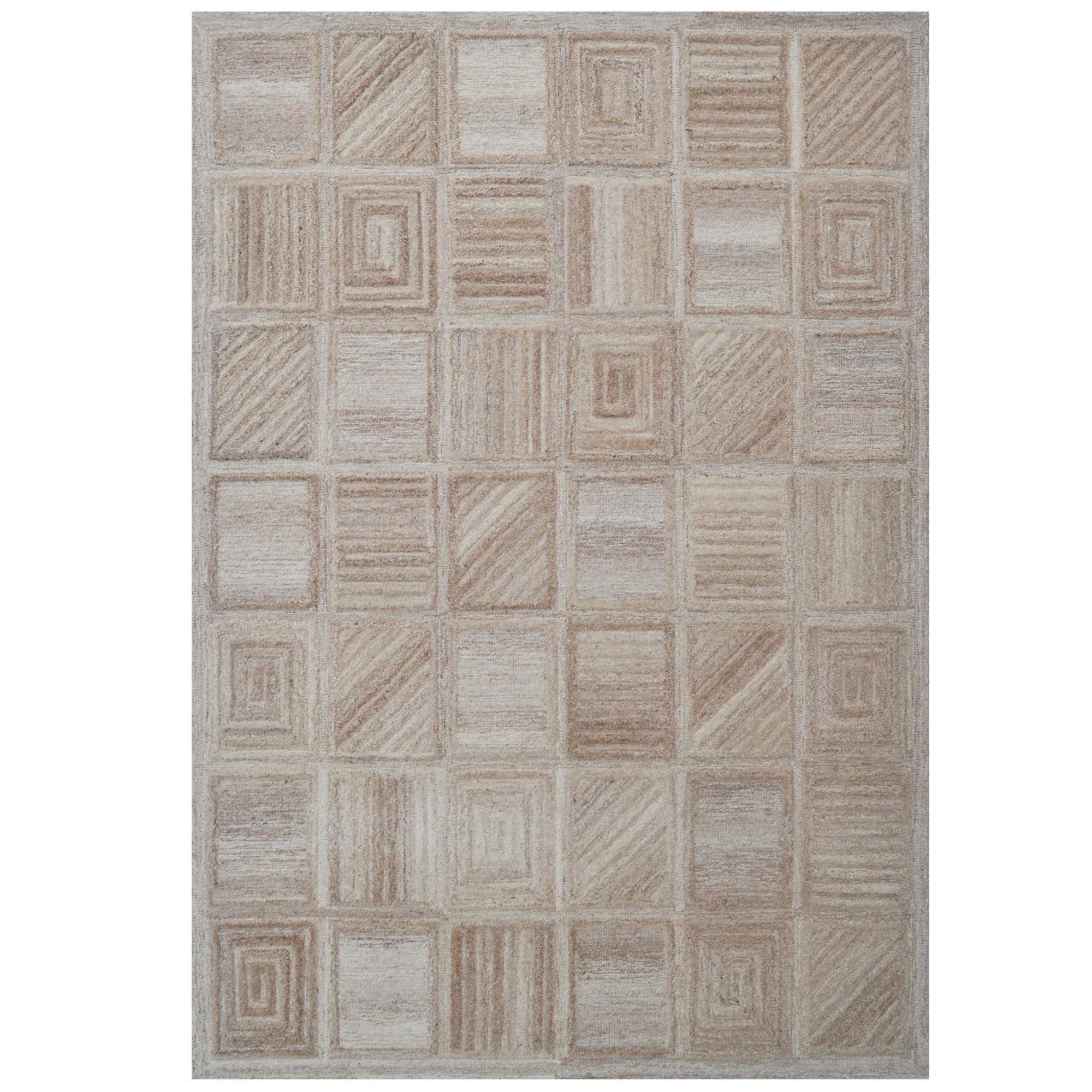 Handmade Texture Wool Rug- 6430-Natural Mix-110x160cm