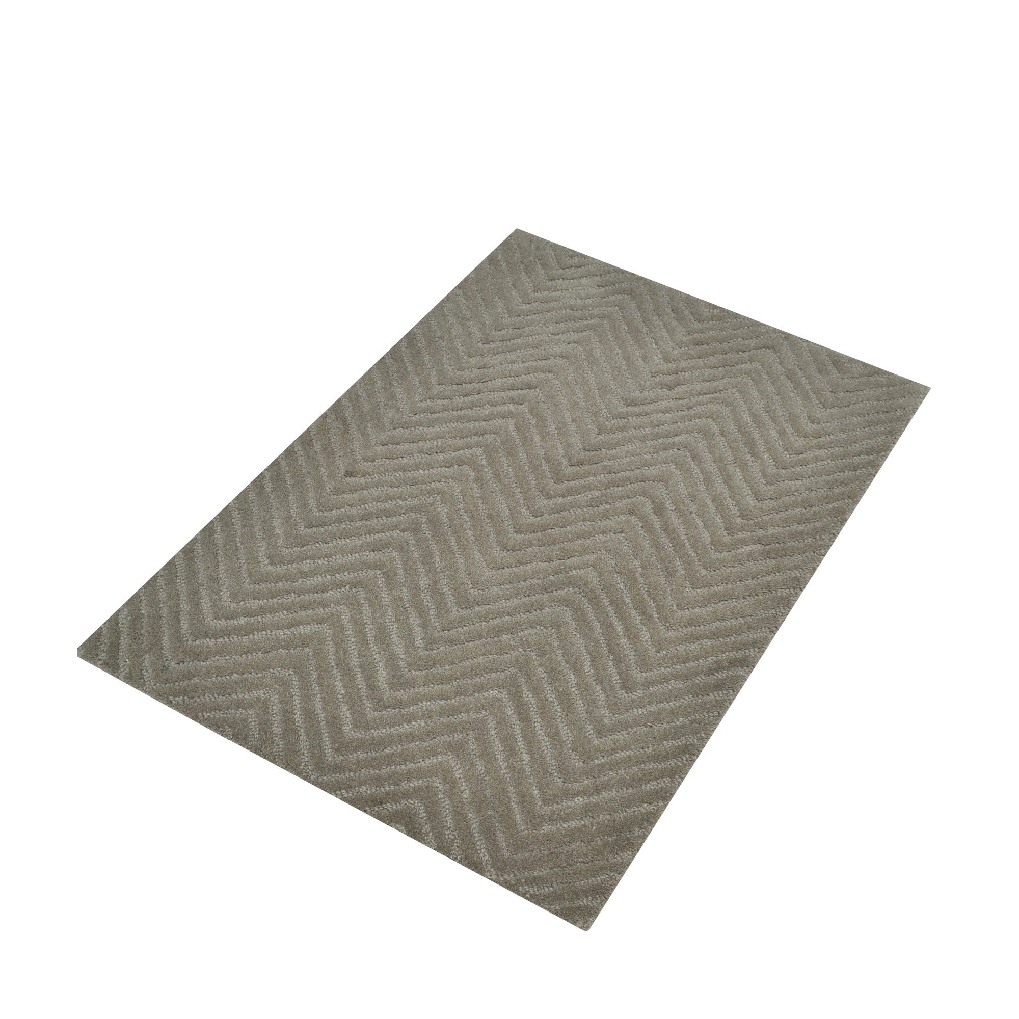 Handmade Chevron Wool Rug- 6439- A.Green-60x90cm