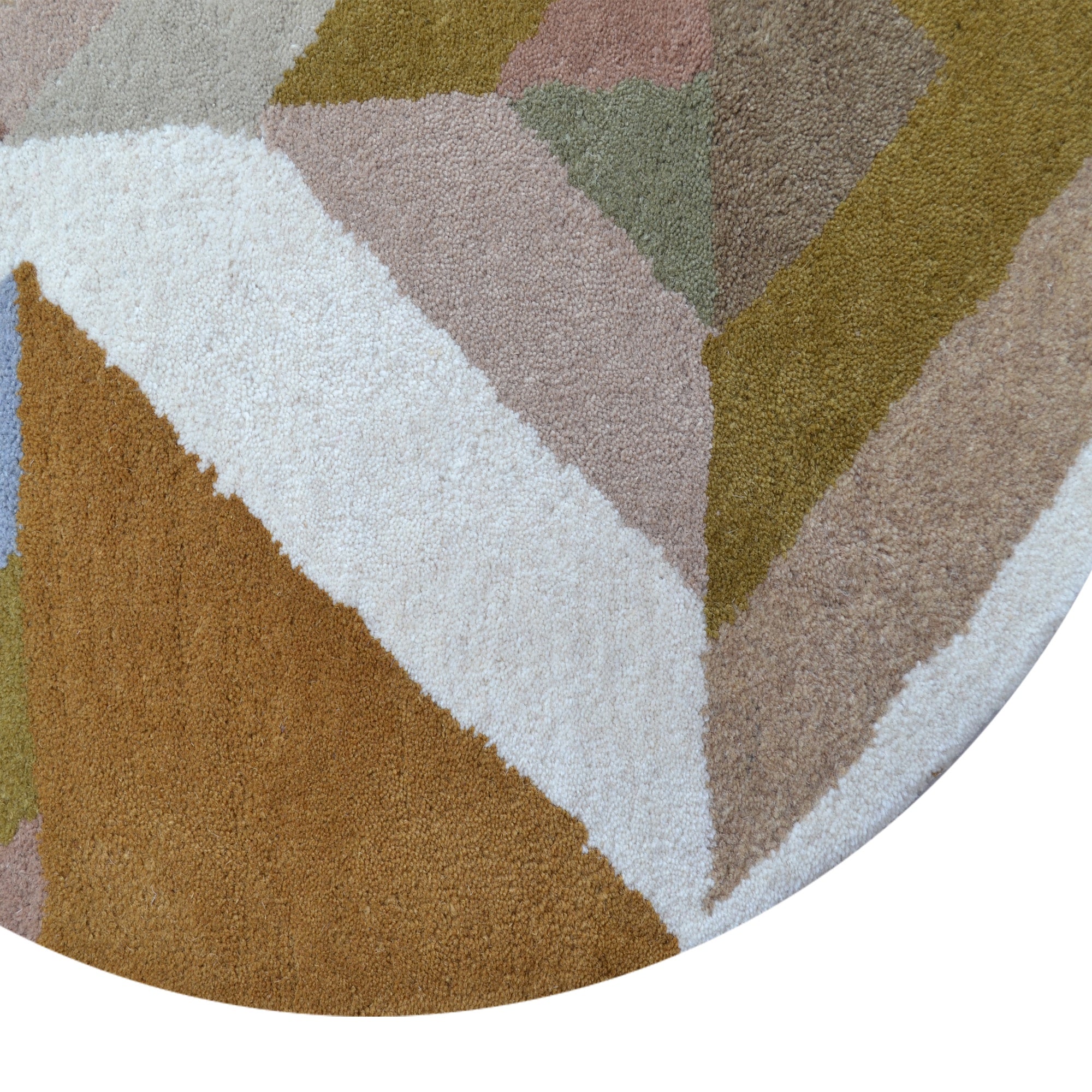 Handmade Woollen Round Rugs-Decotex 6394-Cream Multi-100x100cm