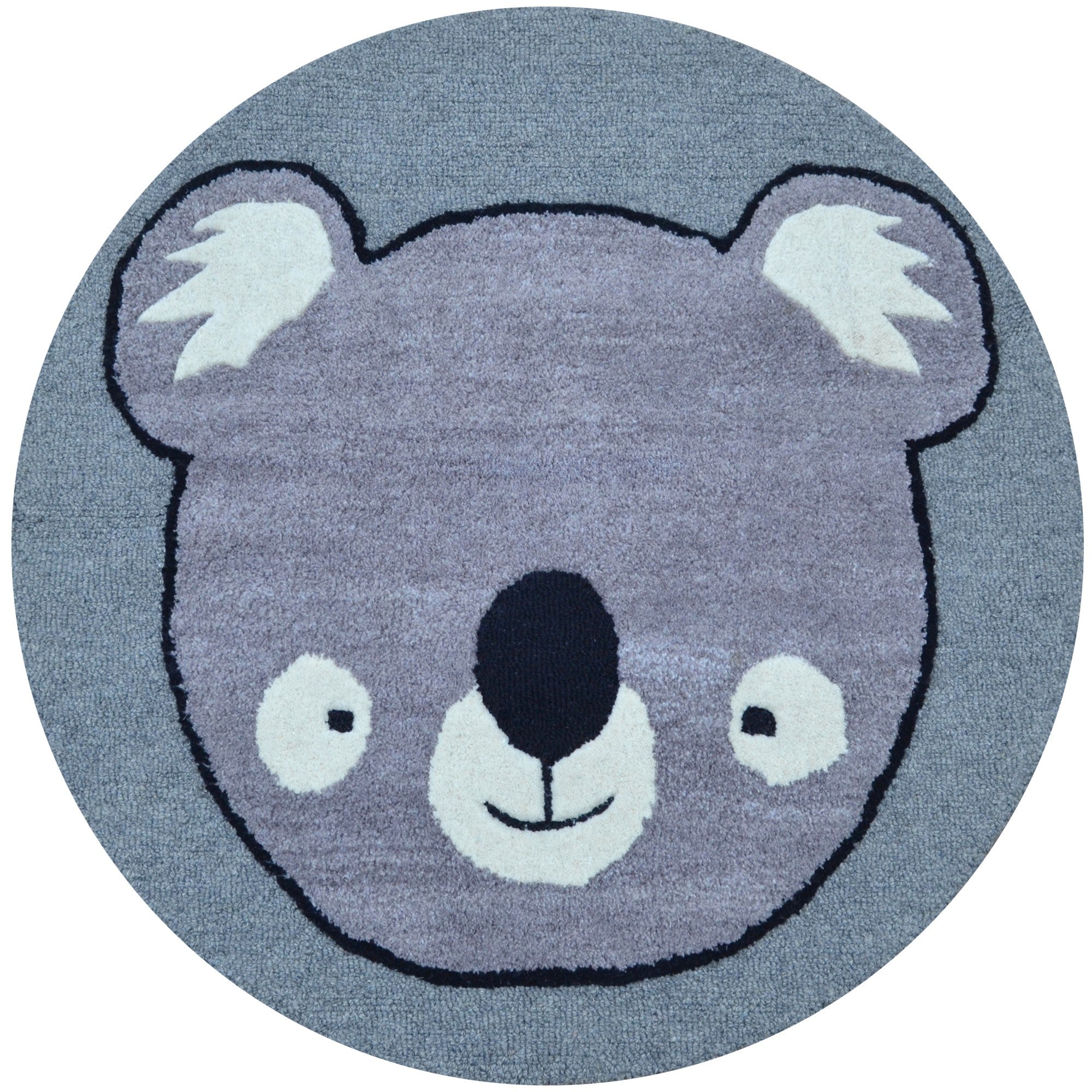 Handmade BEAR Wool Rug-6434-Grey-100x100cm