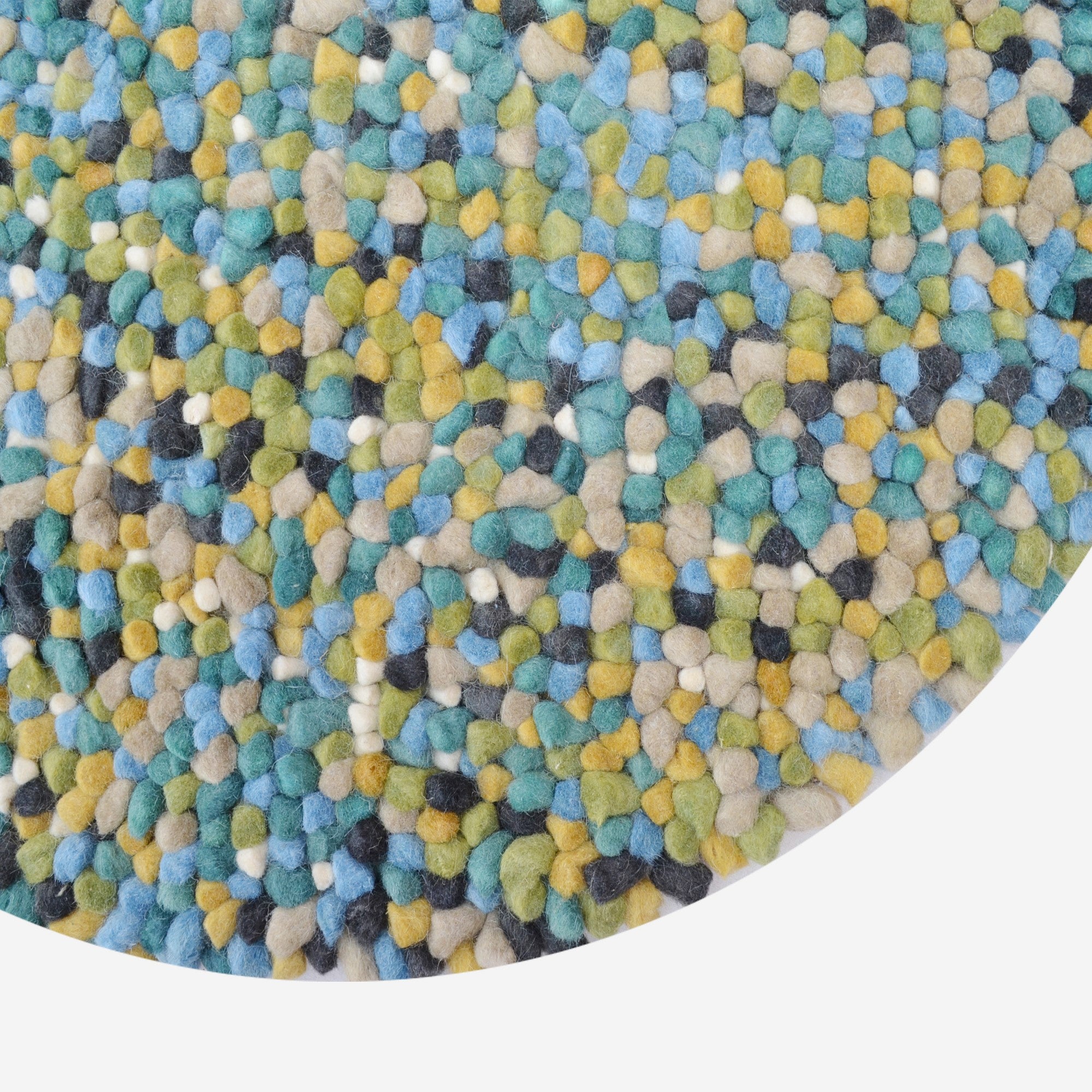 Handwoven Trendy Wool Rug-Jelly Bean-Aqua Multi-120x120cm