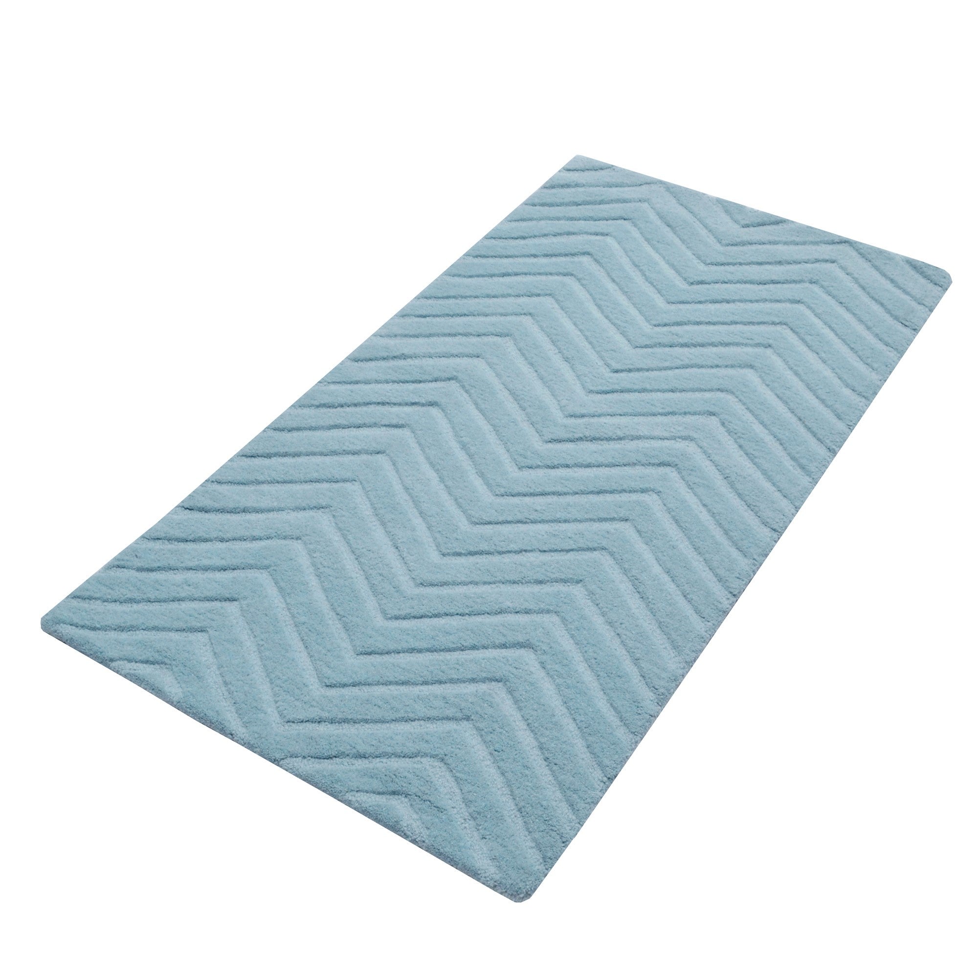 Handmade Chevron Wool Rug-6428-LT. CYAN-80x150cm