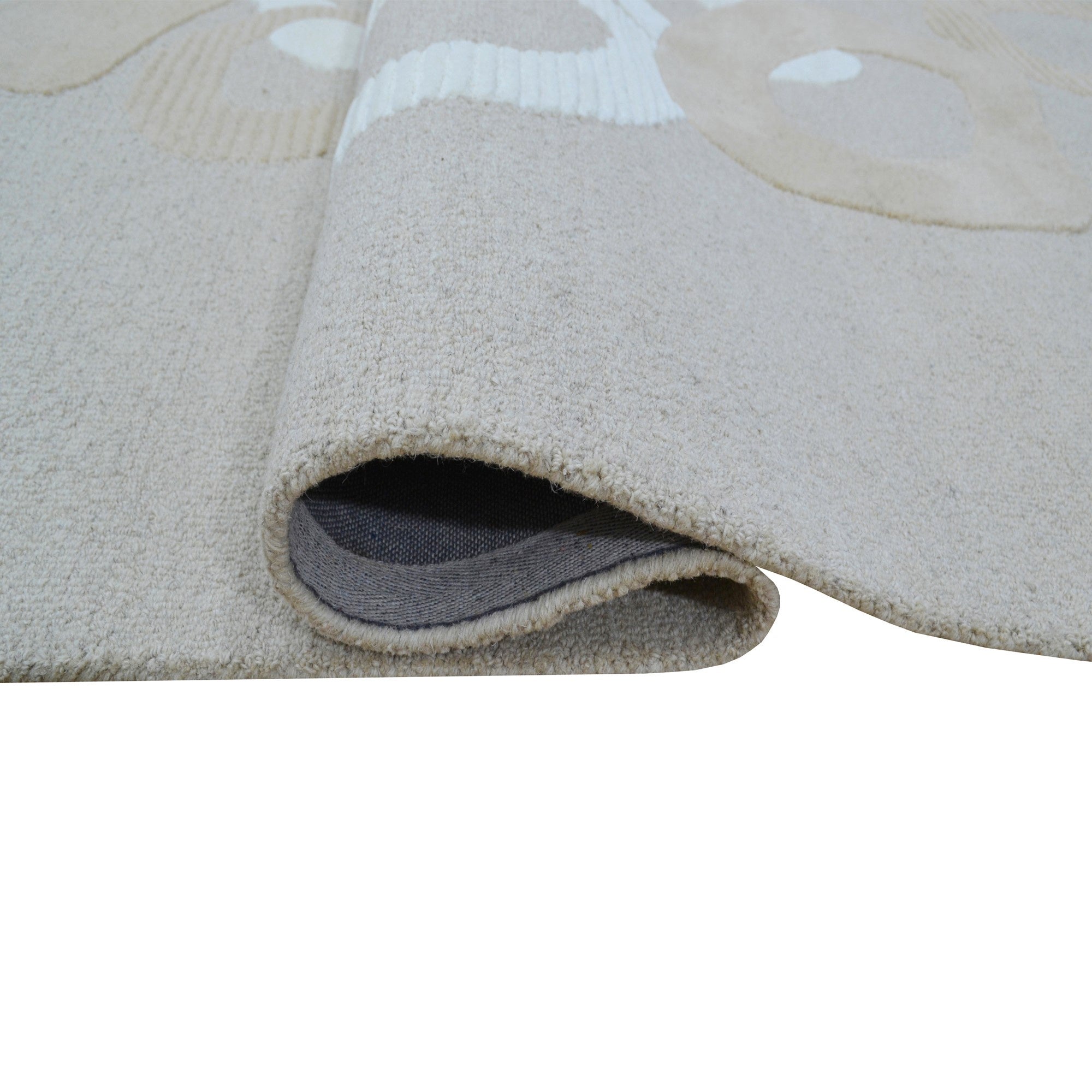 Handmade Contemporary Wool Rug-6431-BEIGE/IVORY-110x160cm