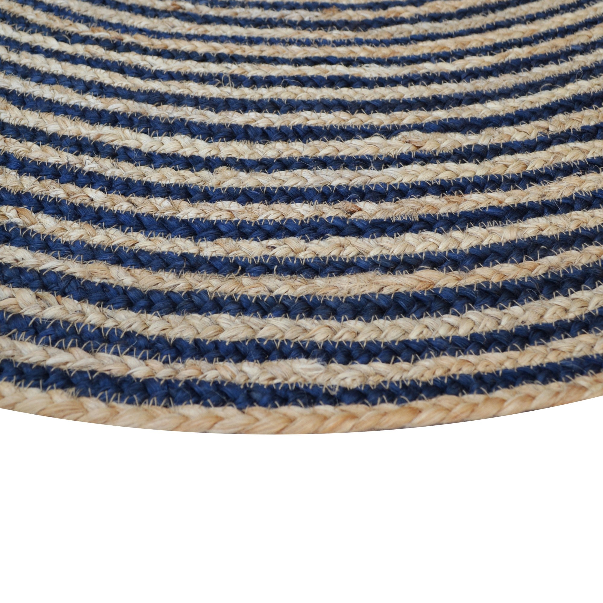 Handwoven Round Jute Rug-Spiral 6009-Natural/Navy-120x120cm