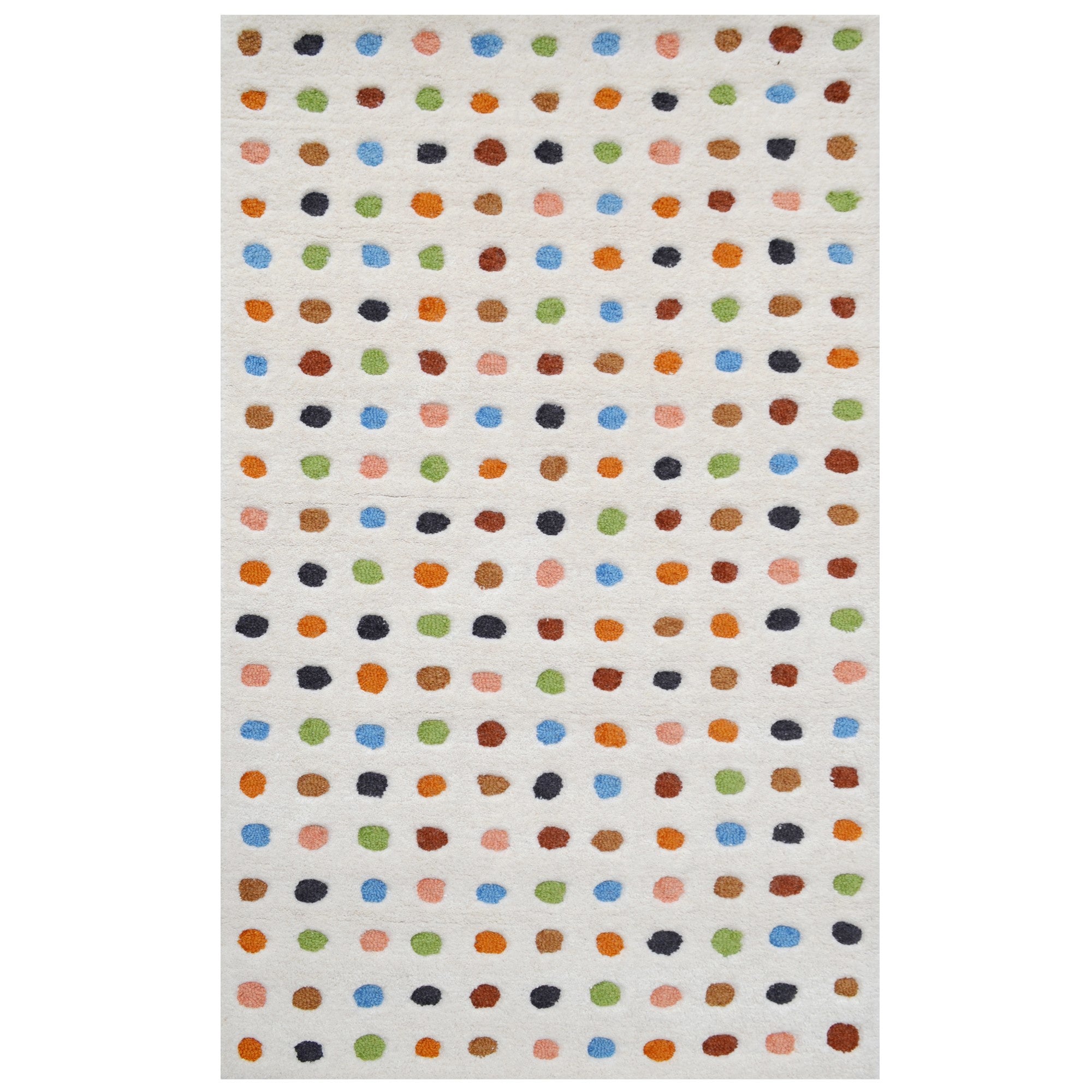Handtufted Wool Rug-Dot 6449-Ivory/Multi-80X150cm