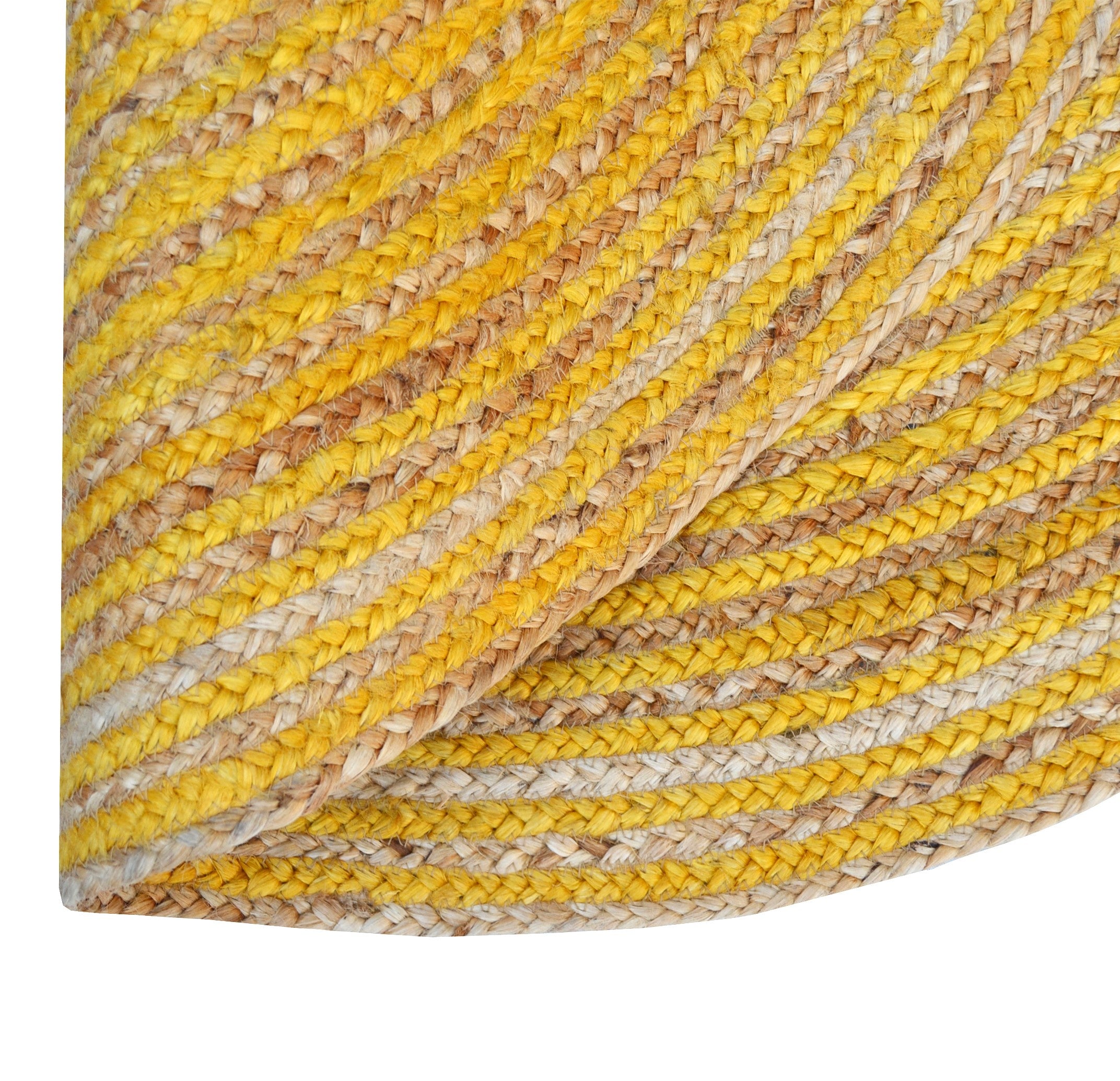 Handwoven Round Jute Rug-Spiral 6009-Natural/Gold-120x120cm