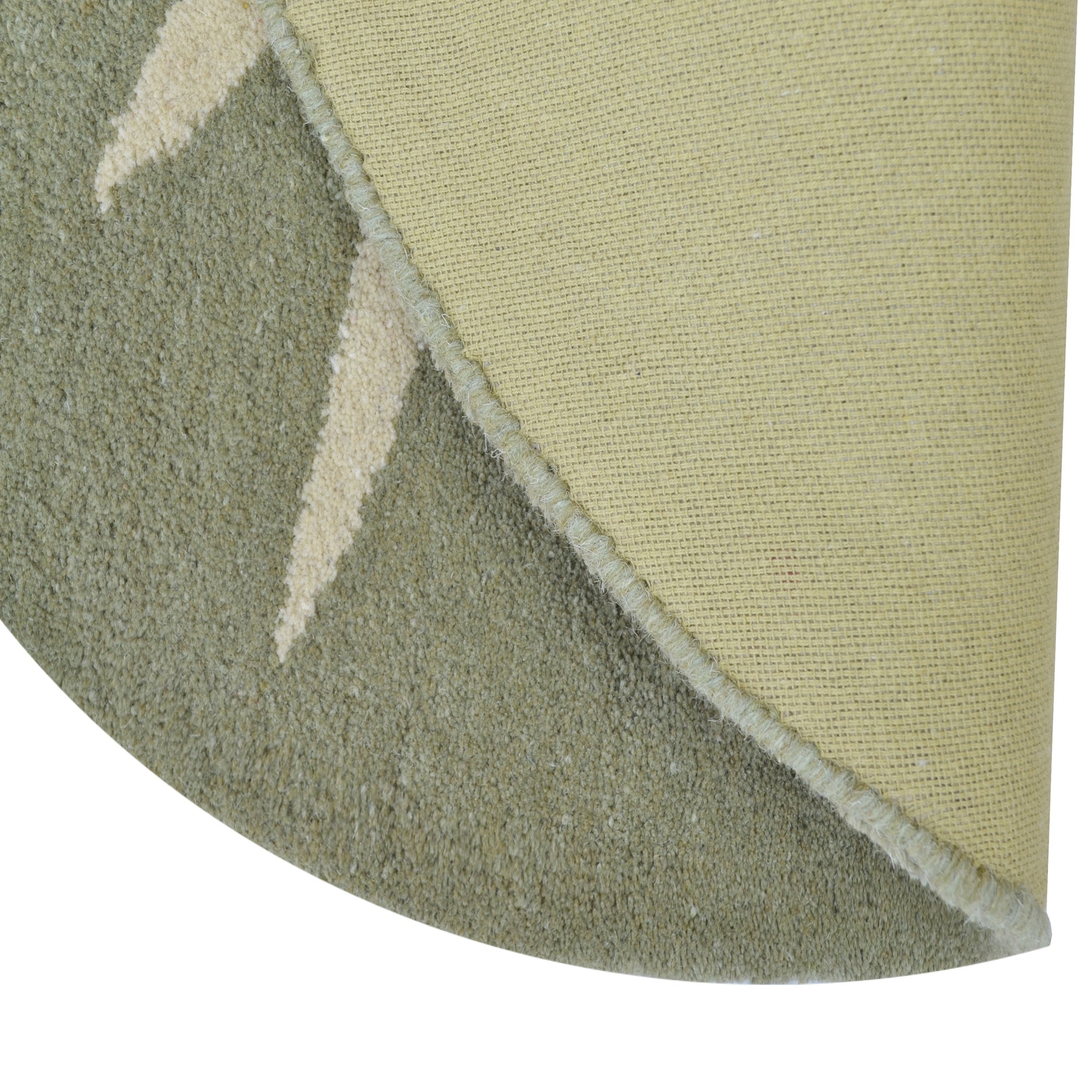 Handmade Round Wool Rug- Transit 6329-Cream Sea Green-100x100cm