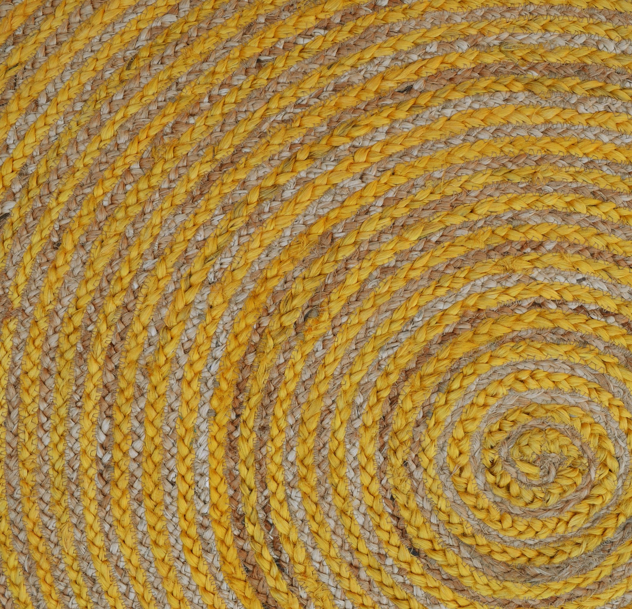Handwoven Round Jute Rug-Spiral 6009-Natural/Gold-120x120cm