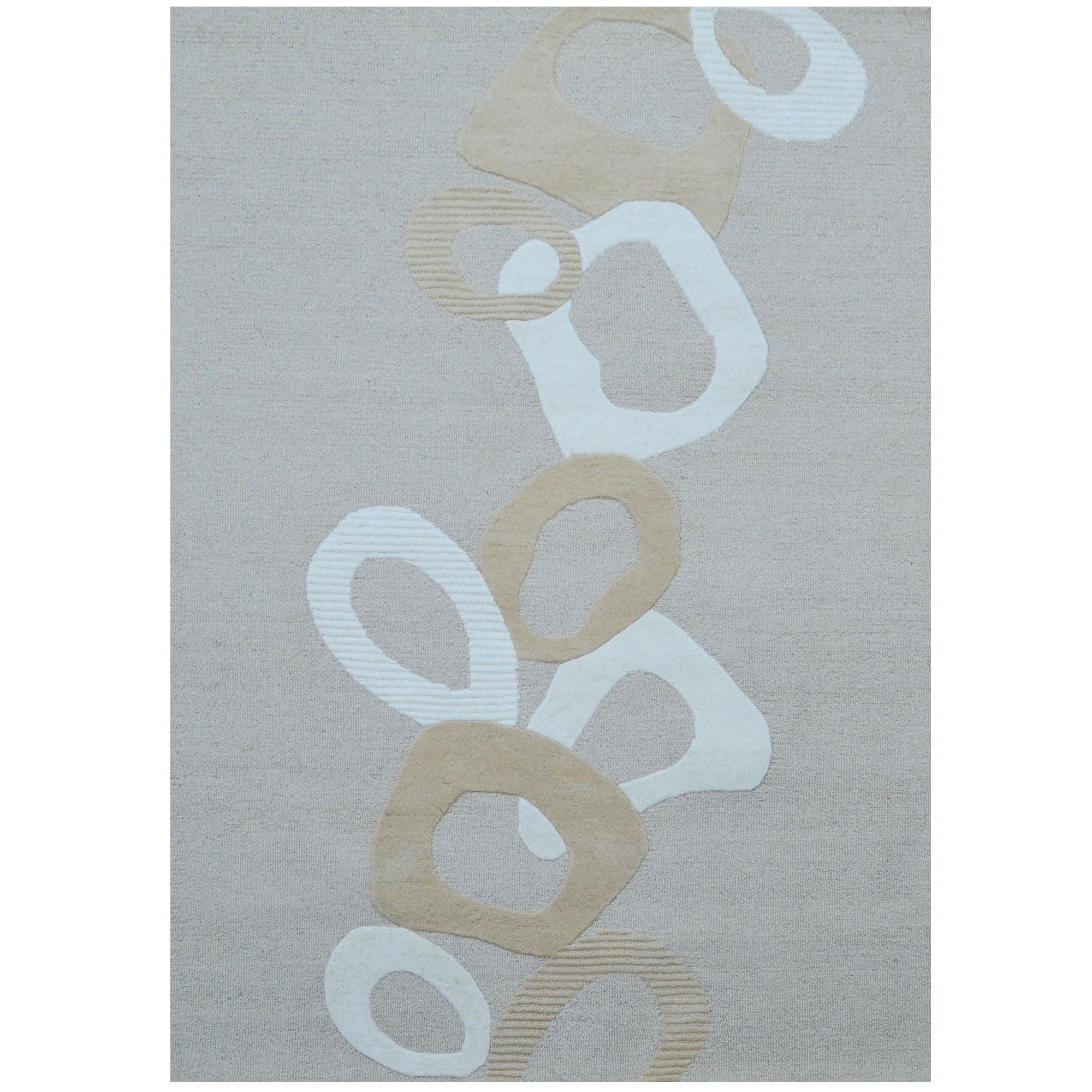 Handmade Contemporary Wool Rug-6431-BEIGE/IVORY-110x160cm
