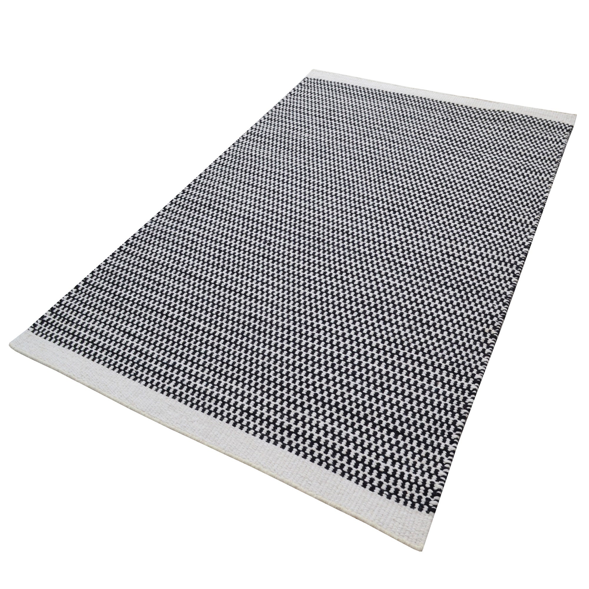 Handwoven Scandi Wool Rug- 6443- Black/White-80x150cm