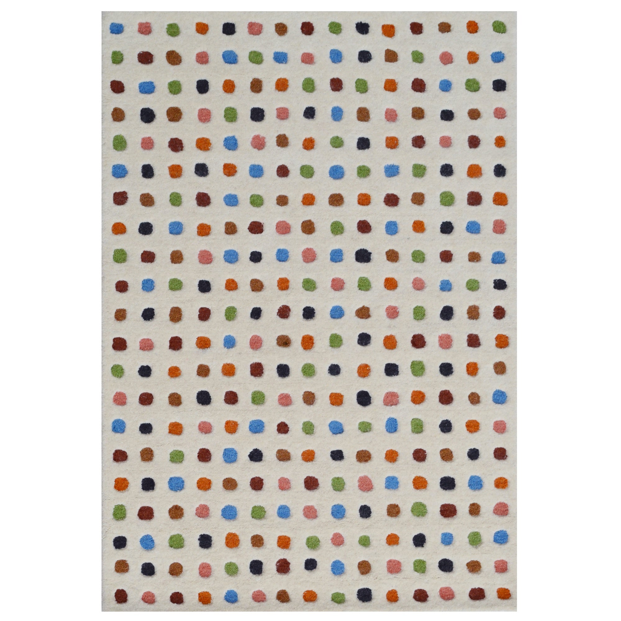 Handtufted Wool Rug-Dot 6449-Ivory/Multi-80X150cm
