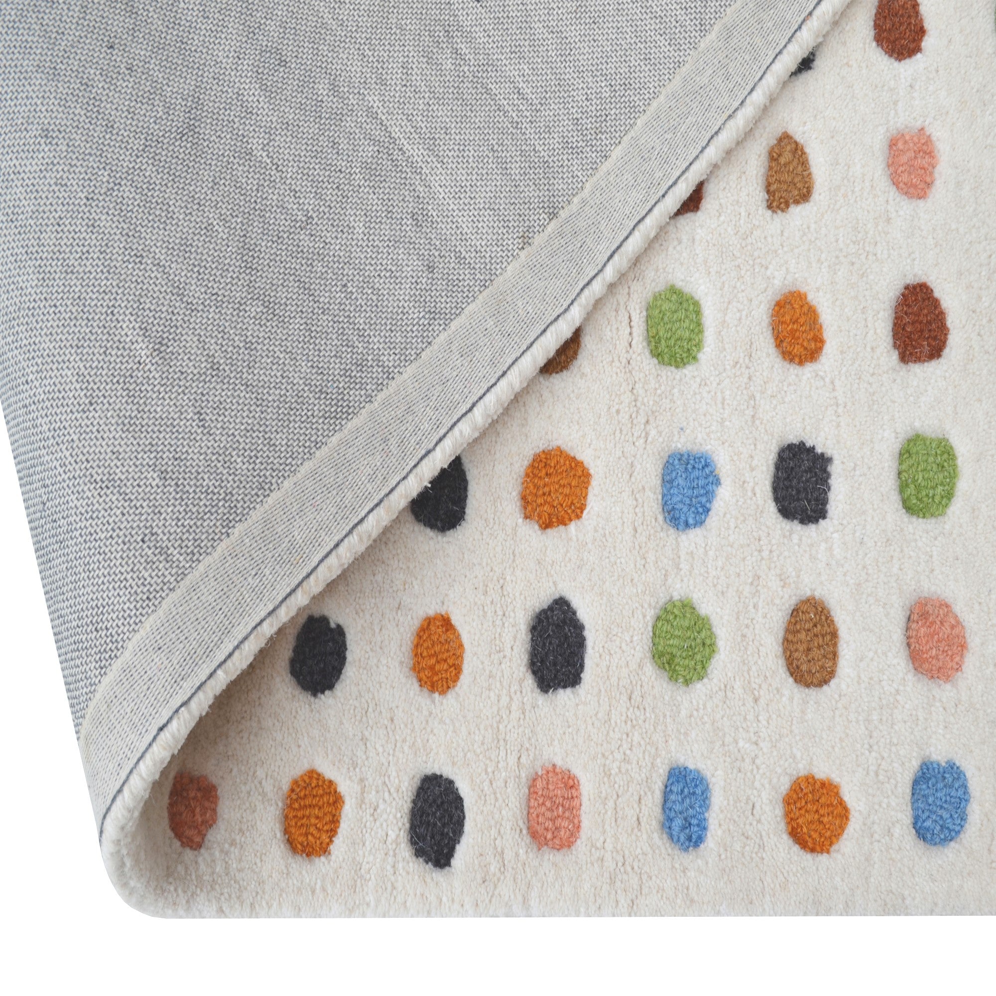 Handtufted Wool Rug-Dot 6449-Ivory/Multi-80X150cm
