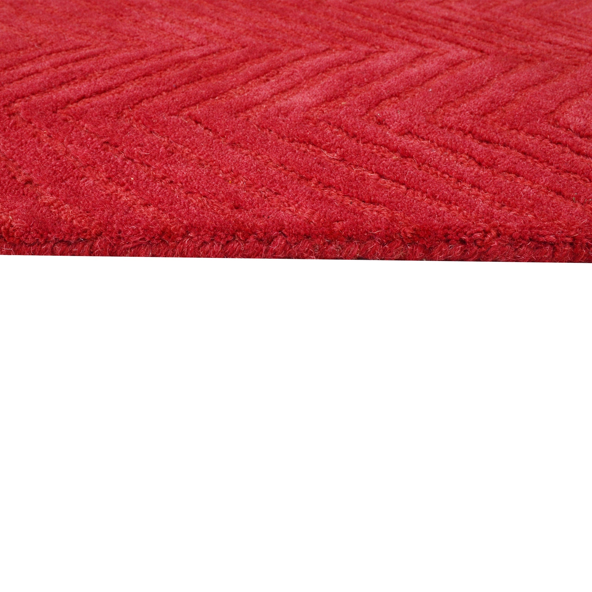 Handmade Chevron Wool Rug- 6439- Red -60x90cm