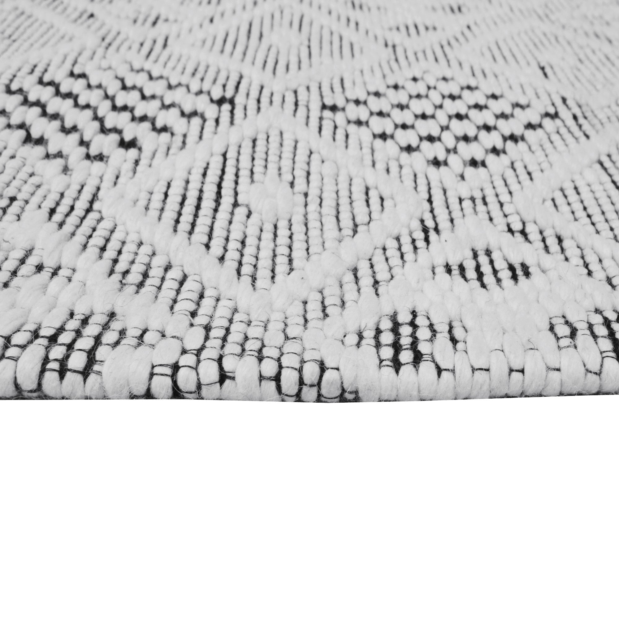 Handwoven Wool Rug-Miami 504-Ivory/Black-160x230cm