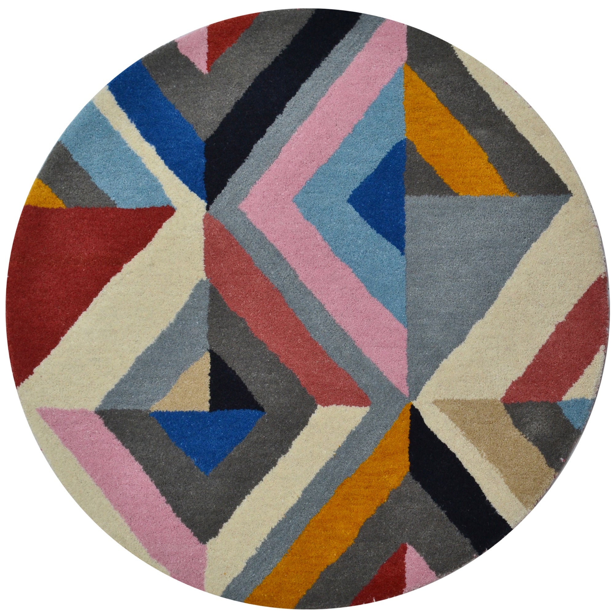 Handmade Woollen Round Rugs-Decotex 6440-Multi-100x100cm