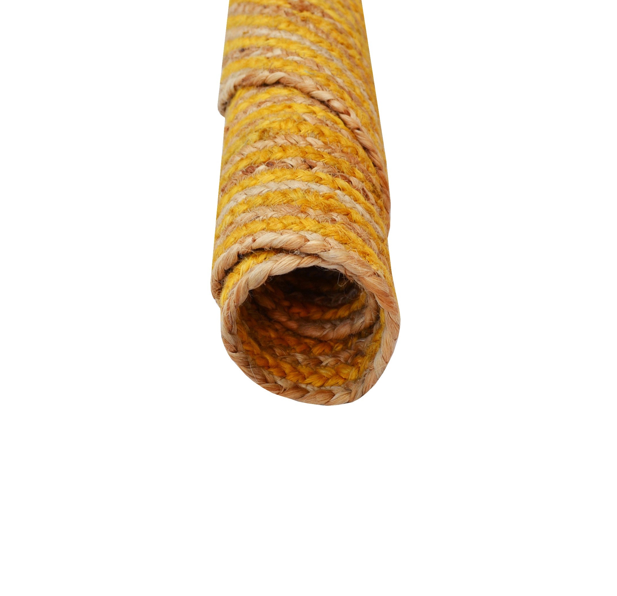 Handwoven Round Jute Rug-Spiral 6009-Natural/Gold-120x120cm