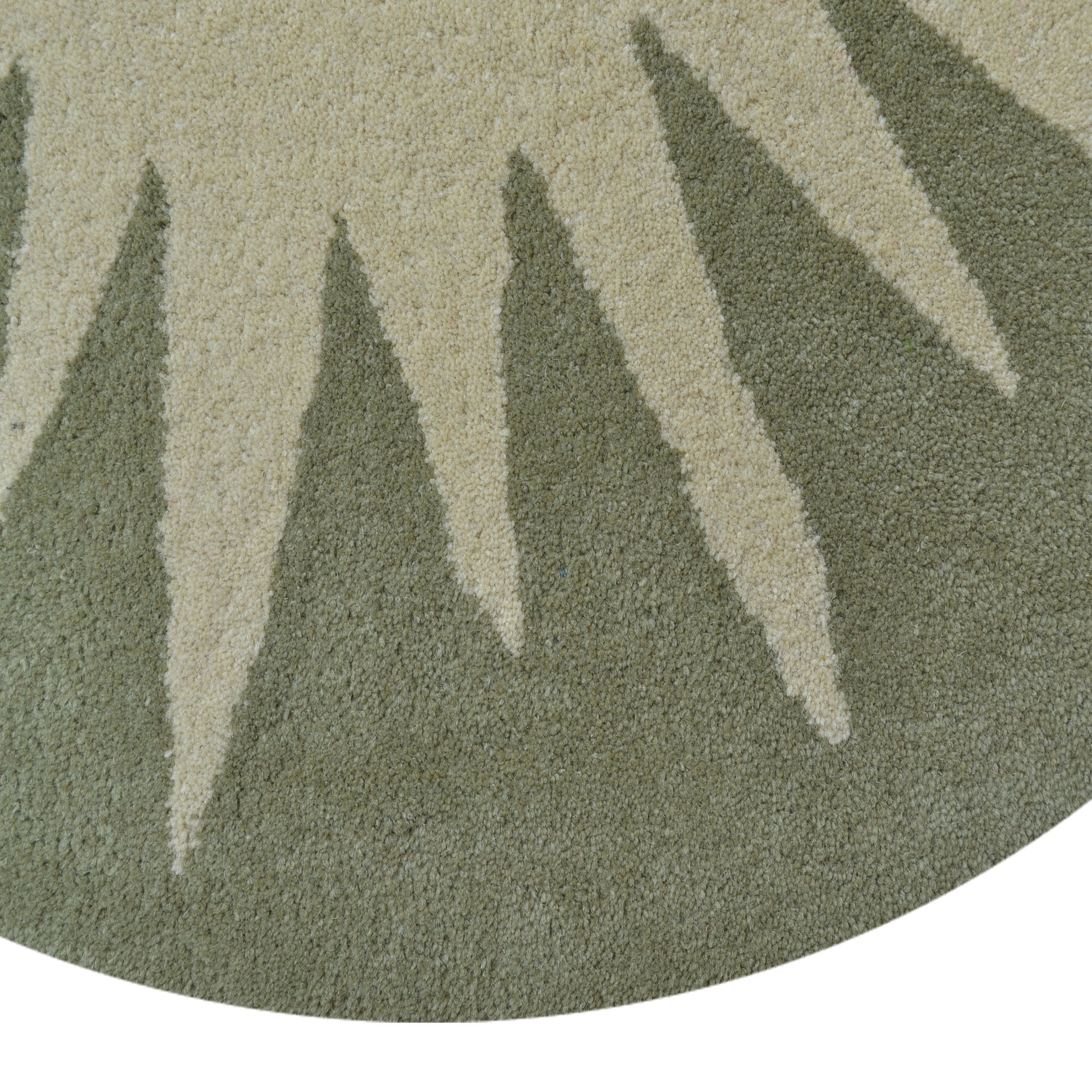 Handmade Round Wool Rug- Transit 6329-Cream Sea Green-100x100cm