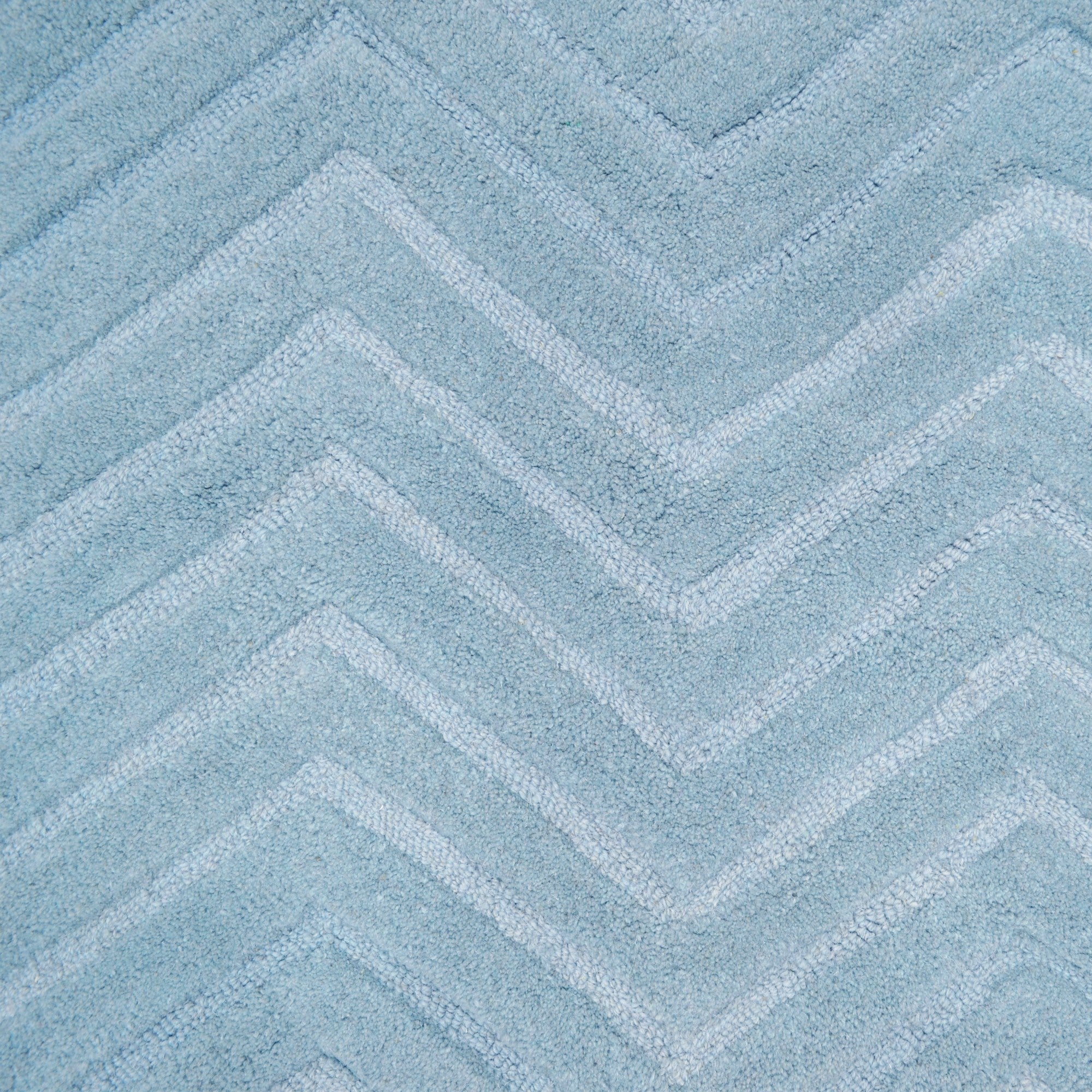 Handmade Chevron Wool Rug-6428-LT. CYAN-80x150cm