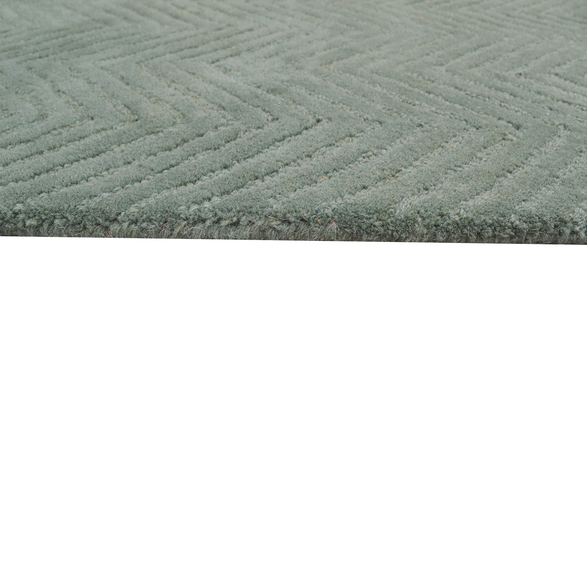 Handmade Chevron Wool Rug- 6439- Sea Green-60x90cm