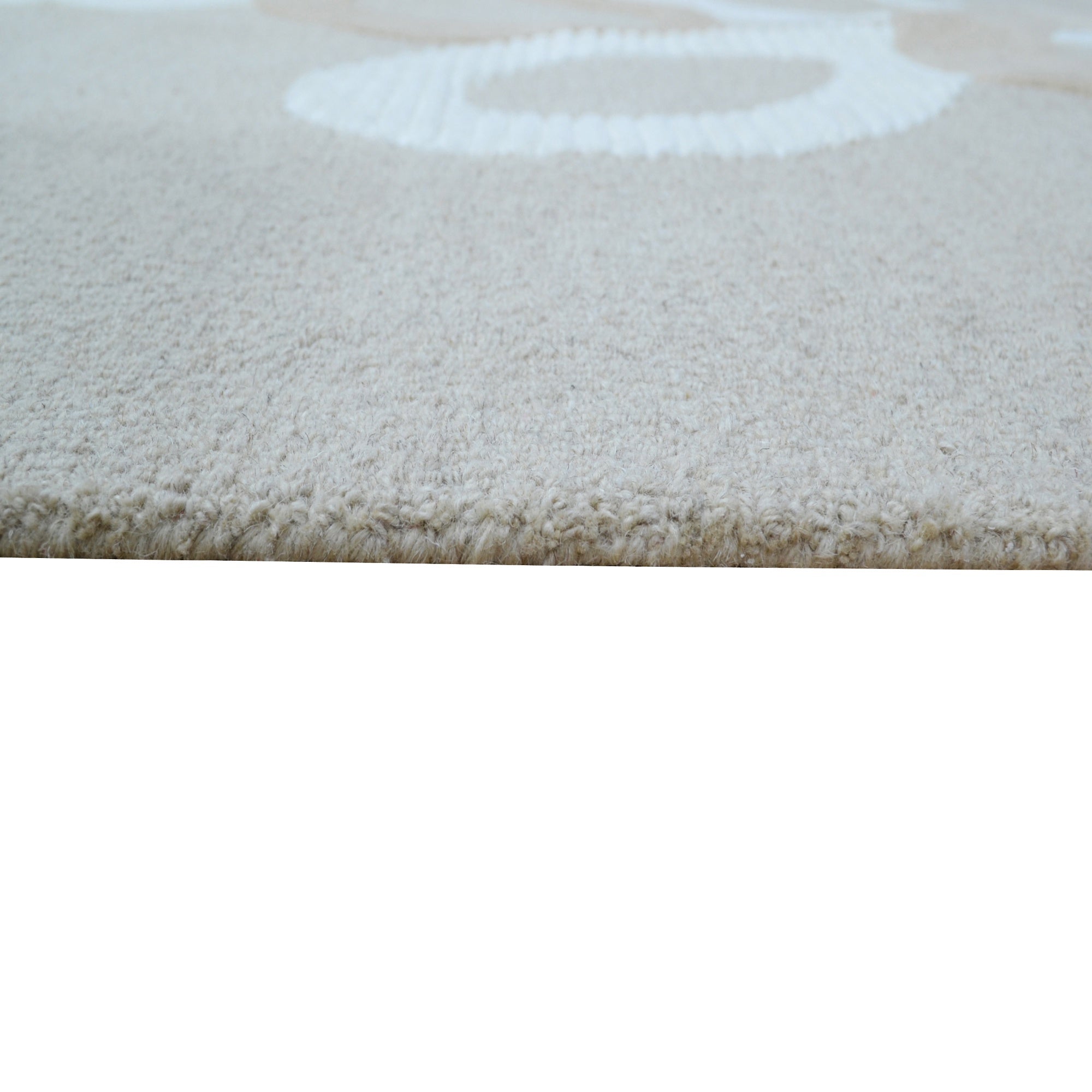 Handmade Contemporary Wool Rug-6431-BEIGE/IVORY-110x160cm