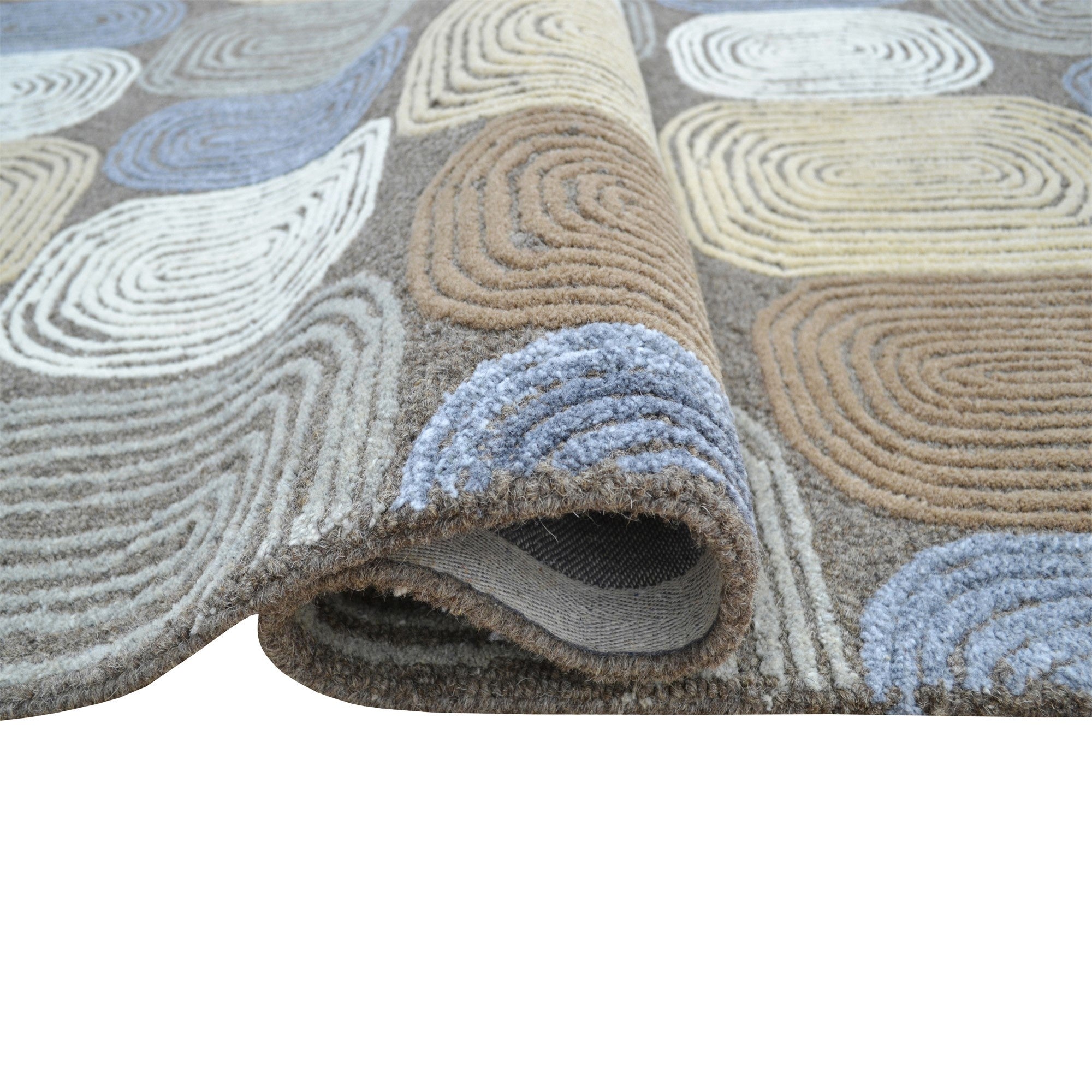 Handmade Brook Wool Rug-6366-Brown Multi-110X160cm