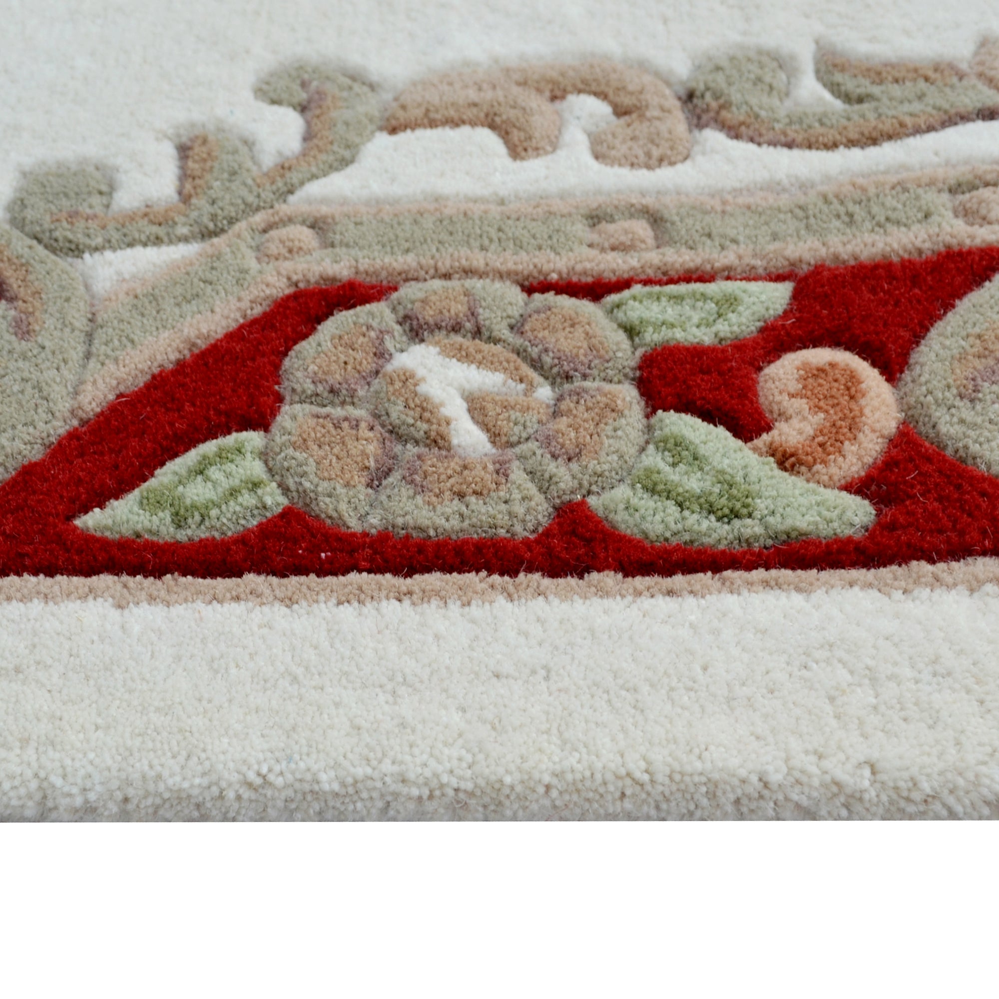 Traditional Handmade Wool Rug-Avolon-Ivory-Red