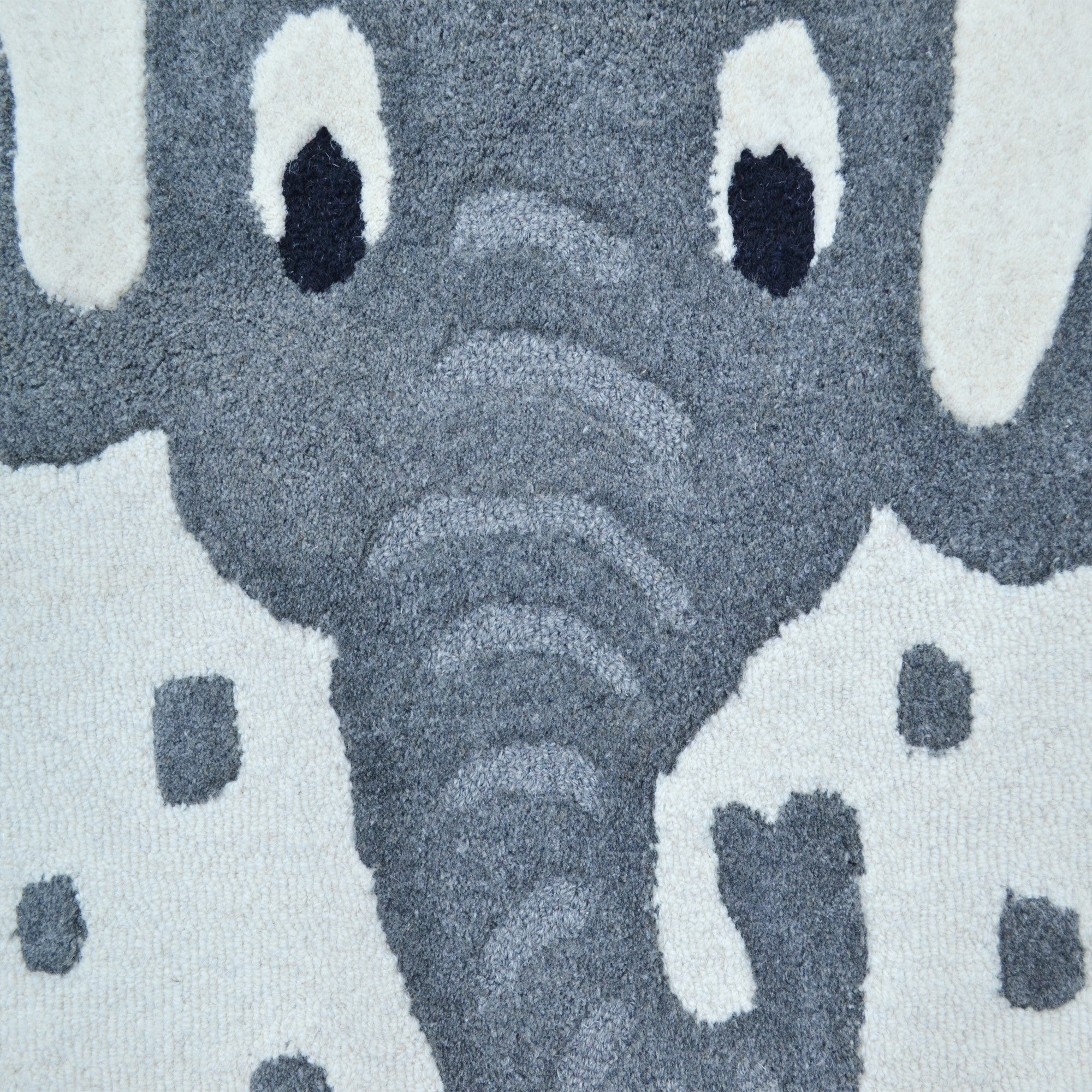 Handmade Elephant Wool Rug-6433-IVORY/GREY-100x100cm