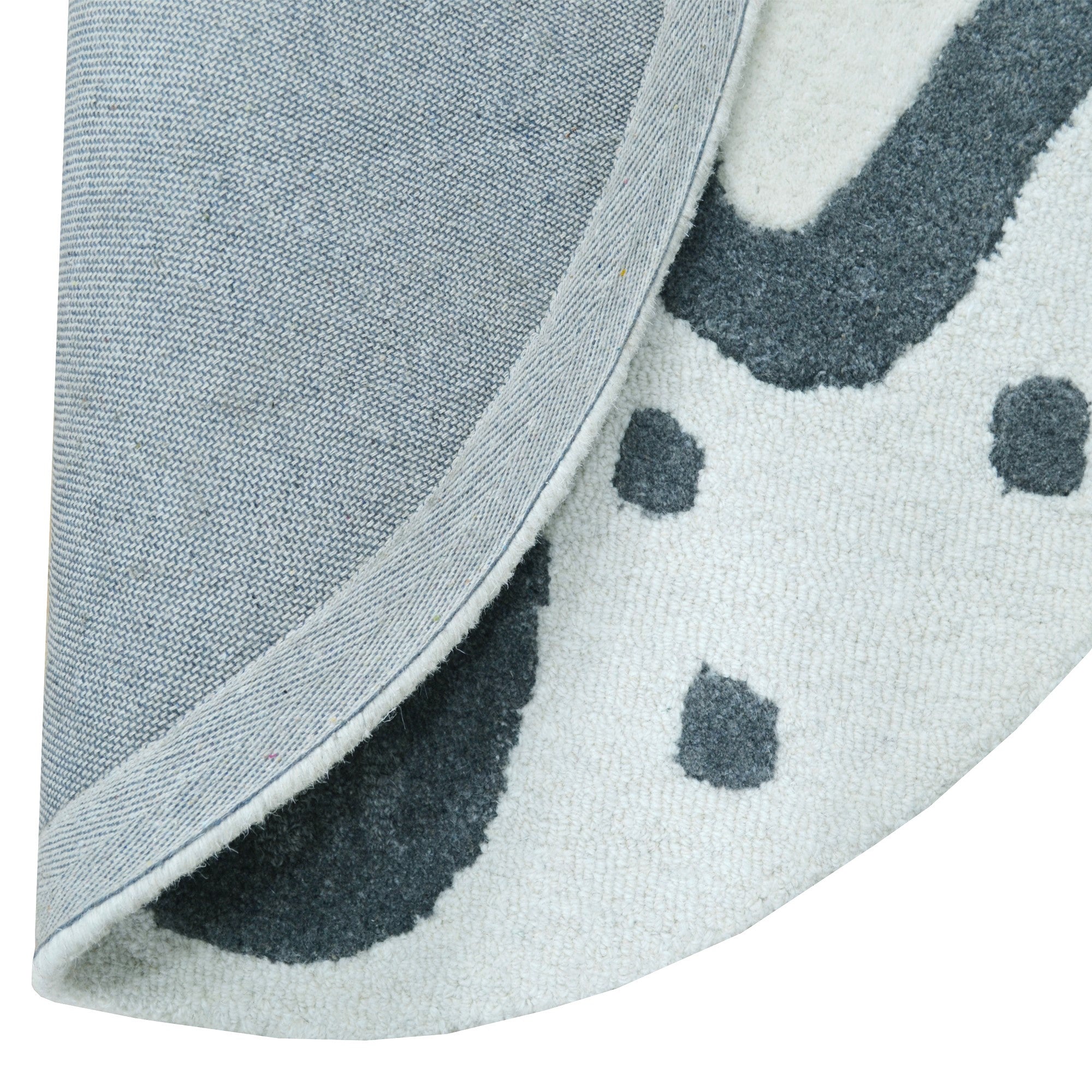 Handmade Elephant Wool Rug-6433-IVORY/GREY-100x100cm