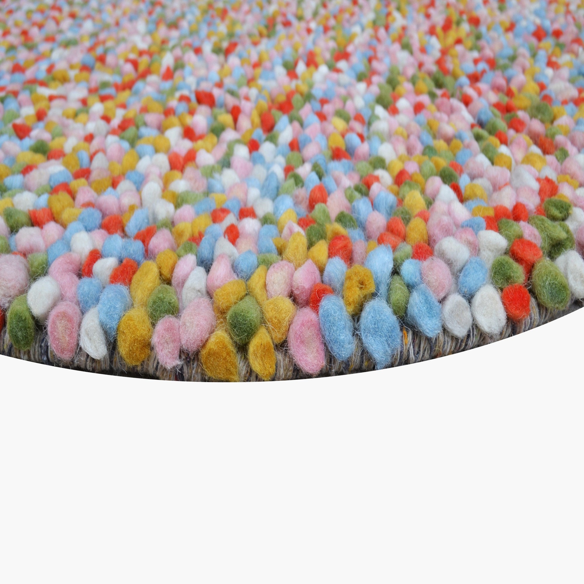Handwoven Trendy Wool Rug-Jelly Bean-Pink Multi-120x120cm
