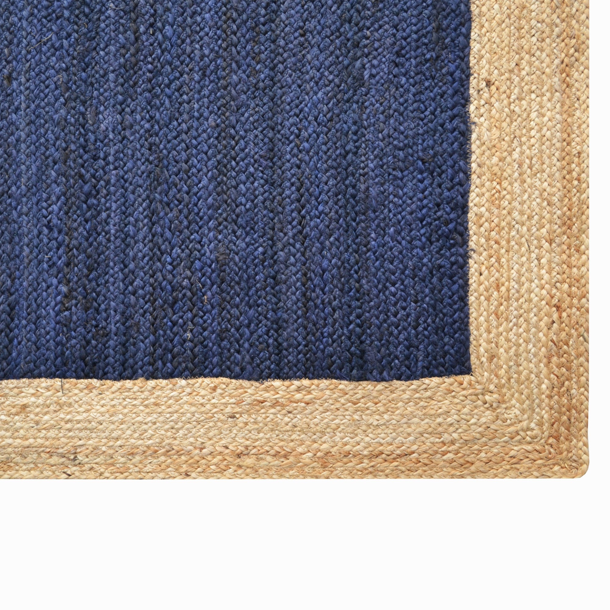 Handwoven Border Jute Rug-1147-Natural/Navy-80X150cm