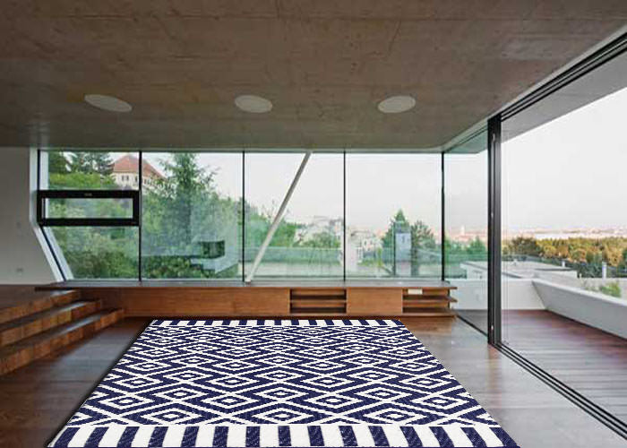 Eco-friendly Reversible Outdoor Plastic Mat-Chatai ARC002-Navy White-150x240cm
