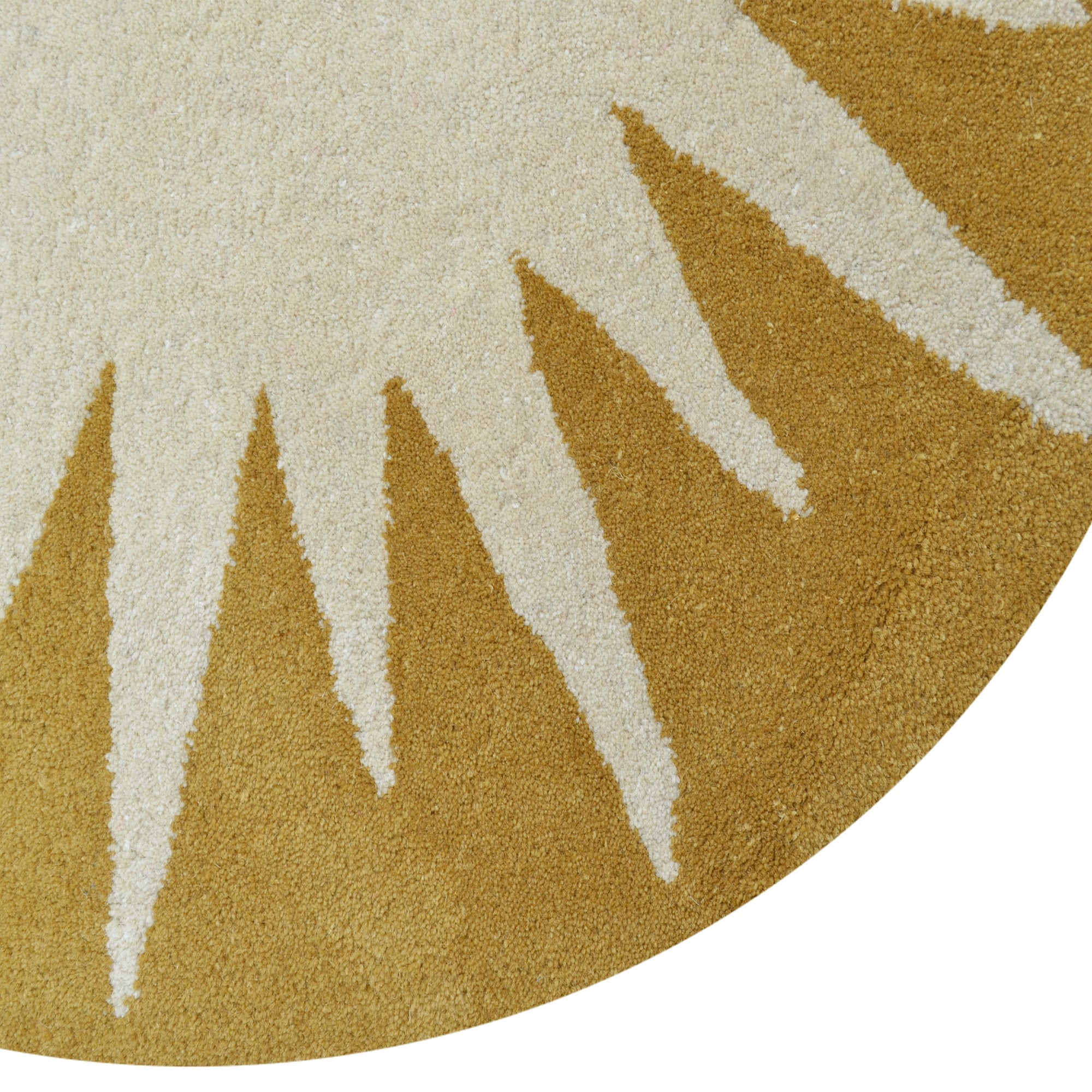 Handmade Round Wool Rug- Transit 6329-Cream Mustard Yellow-100x100cm