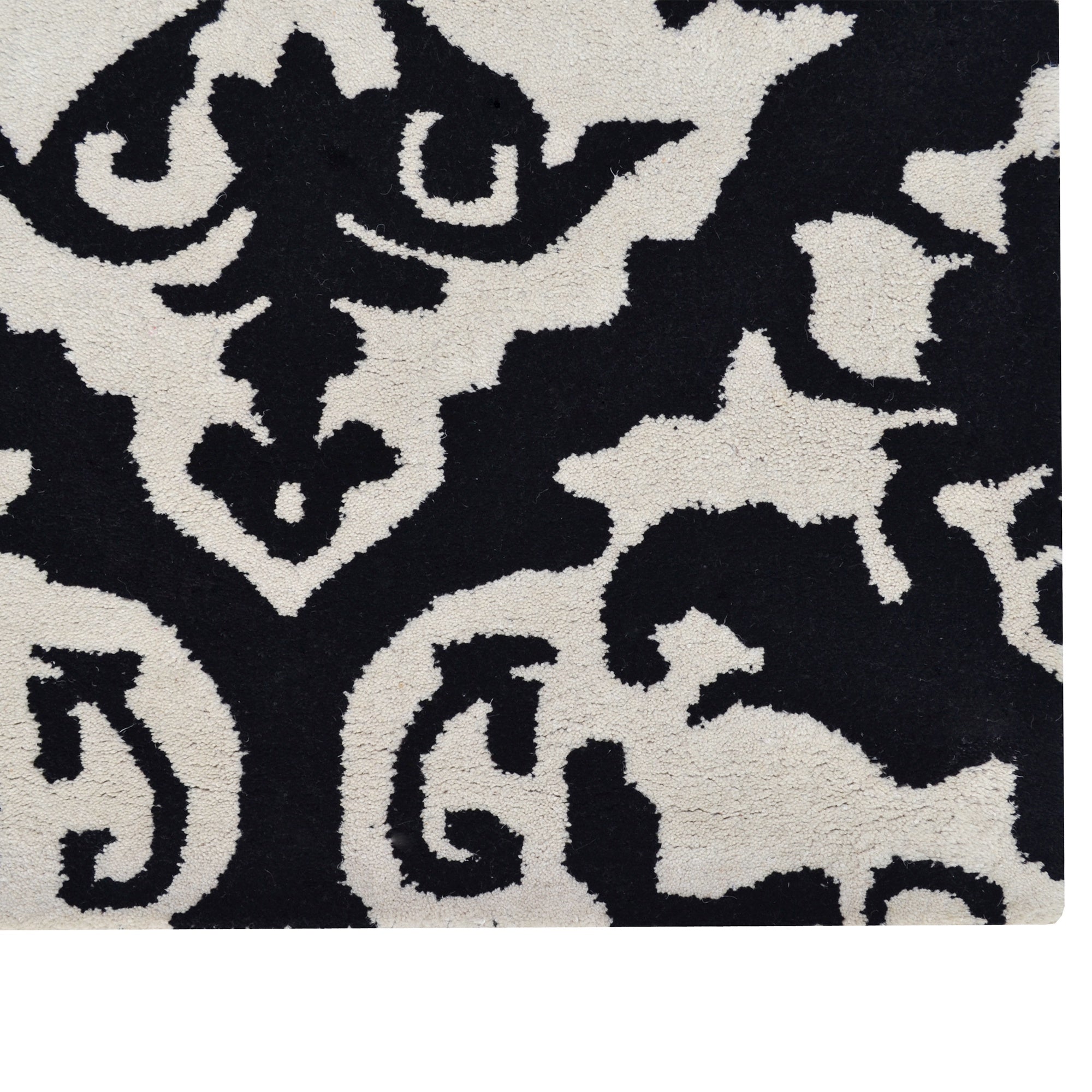 Designer Handmade Wool Rug - Erase 6420 - Black/Cream-160x230cm