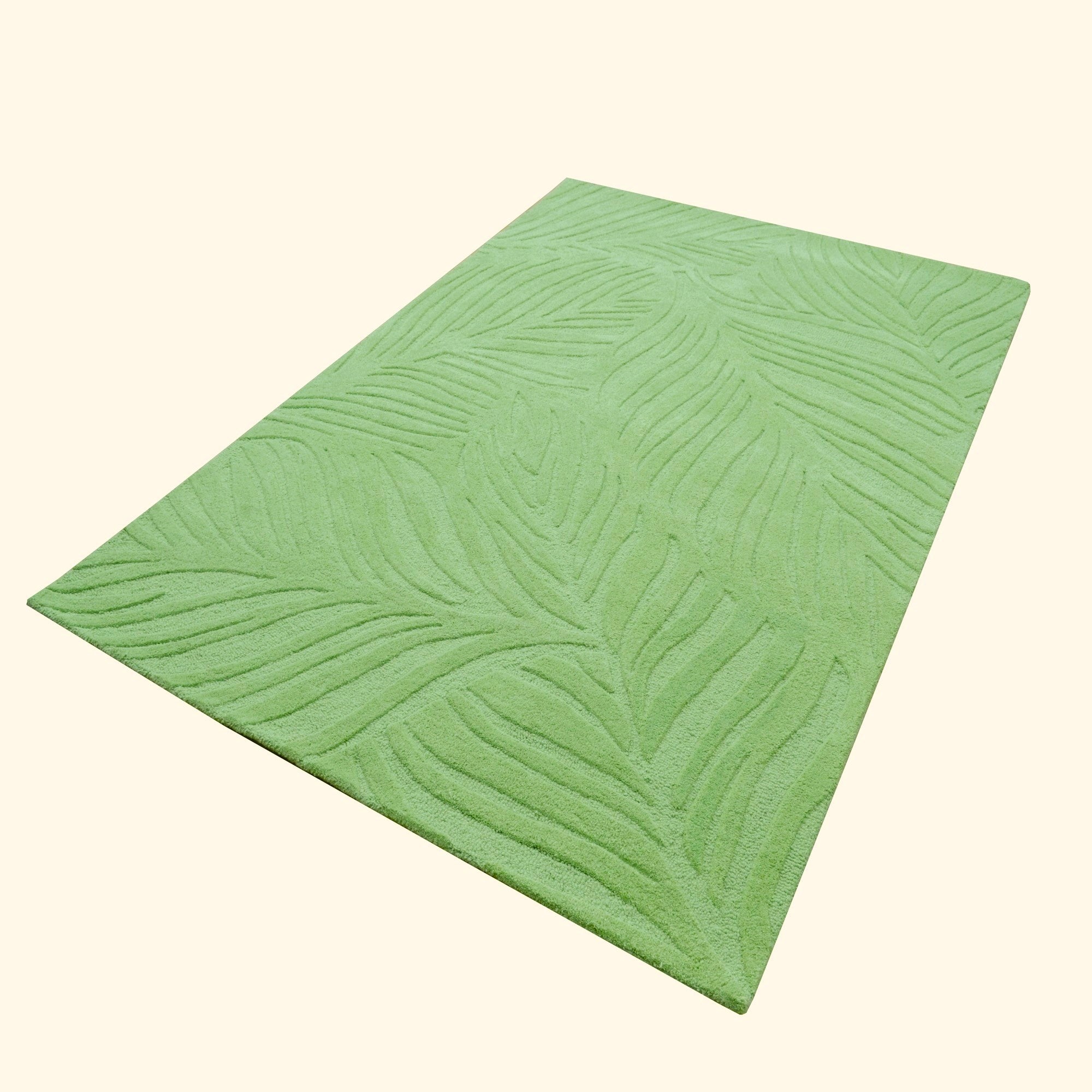 Handmade Leaf Wool Rug-6425-Sage Green-110x160cm