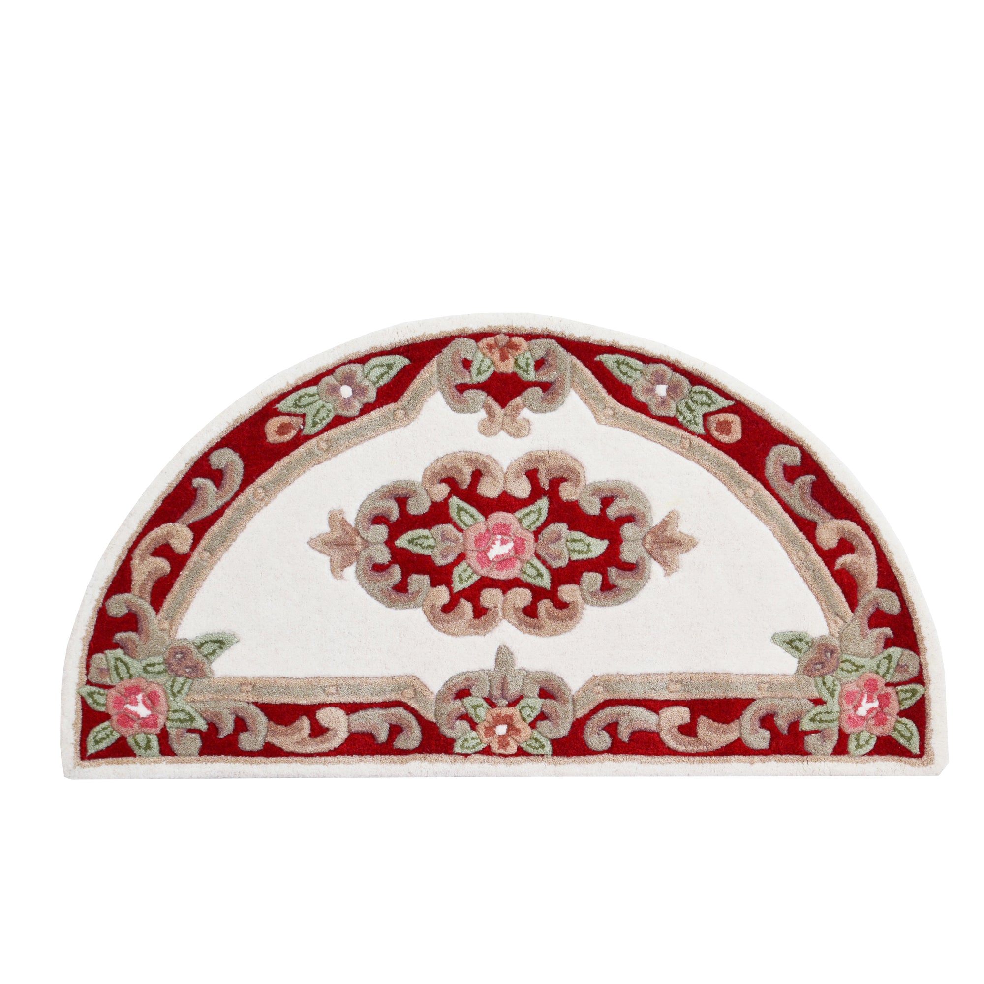 Traditional Handmade Wool Rug-Avolon-Ivory-Red