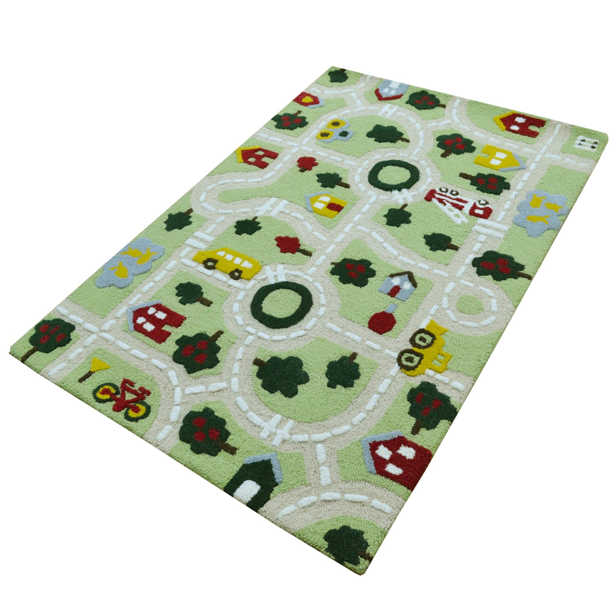 Handtufted Wool Rug-Charlie Town 6450-Green-80X150cm