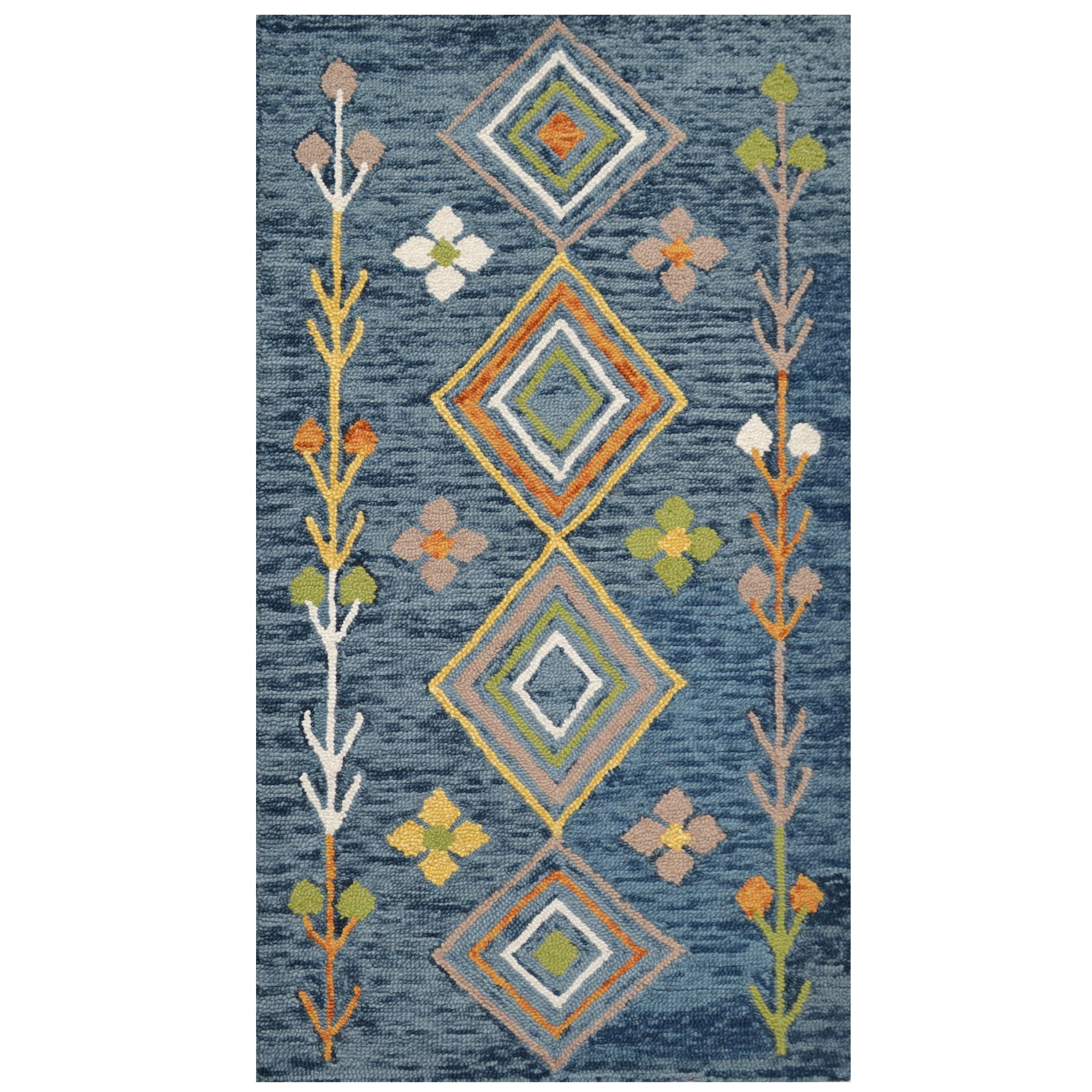 Handtufted Wool Rug-Decotex 6451-Blue/Multi-80X150cm