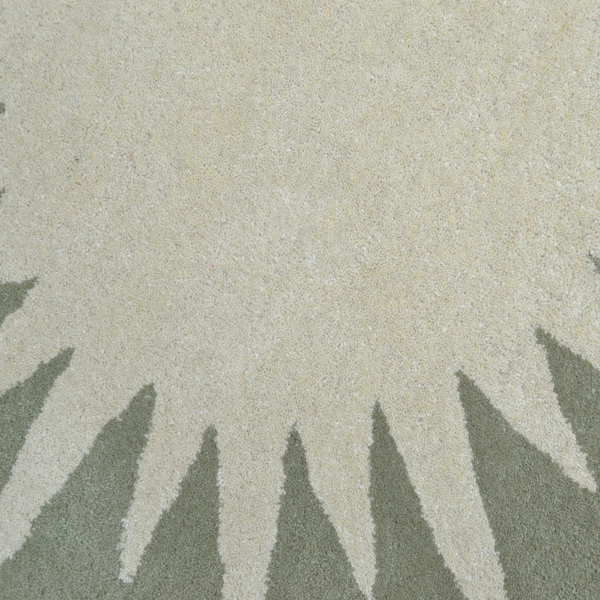Handmade Round Wool Rug- Transit 6329-Cream Sea Green-100x100cm