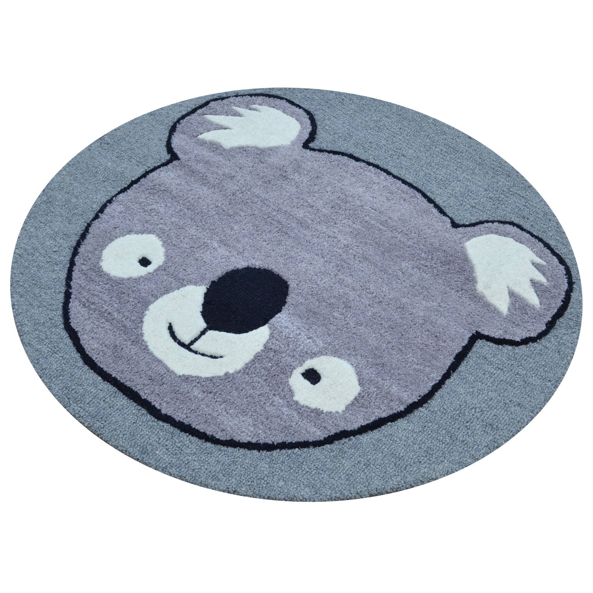 Handmade BEAR Wool Rug-6434-Grey-100x100cm