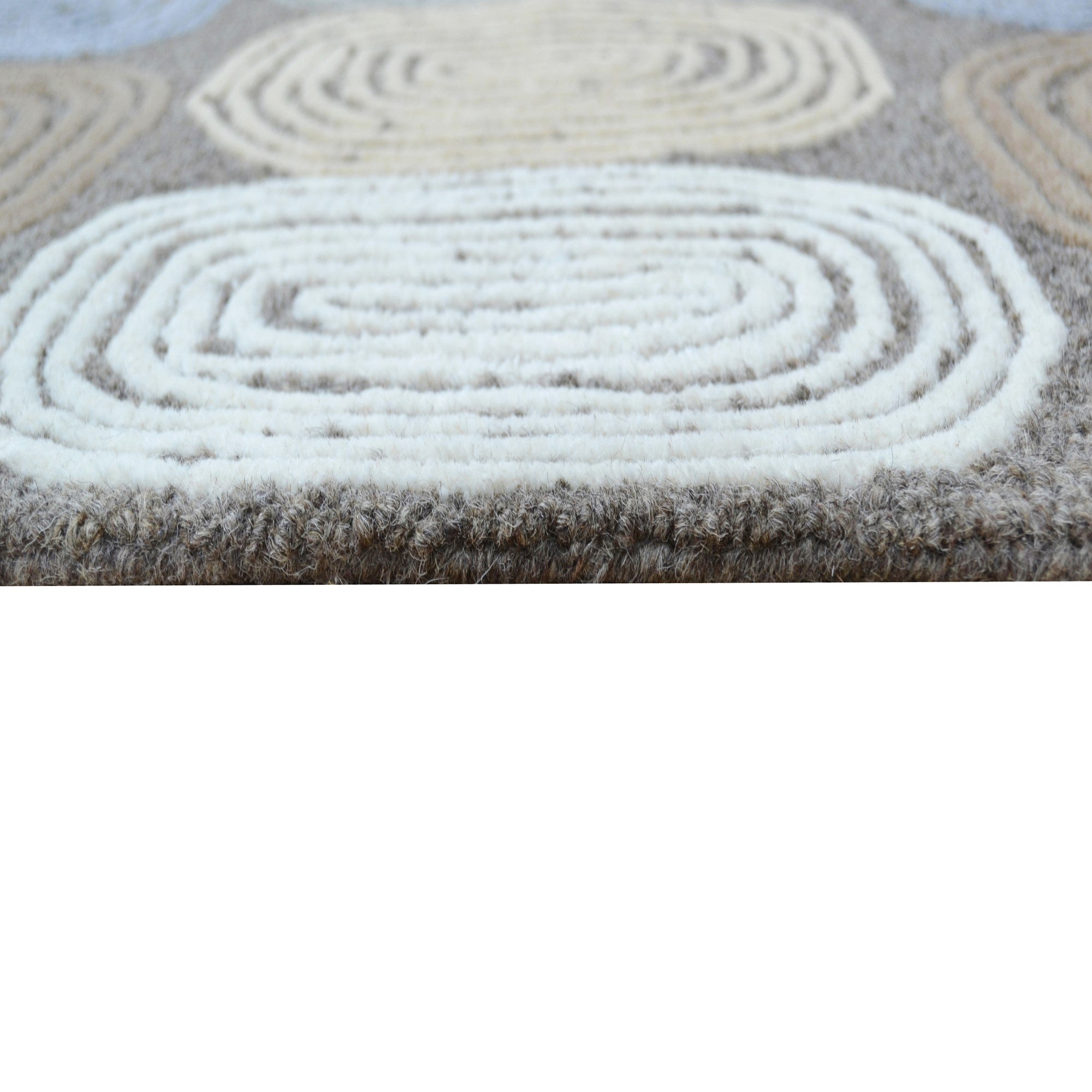 Handmade Brook Wool Rug-6366-Brown Multi-110X160cm