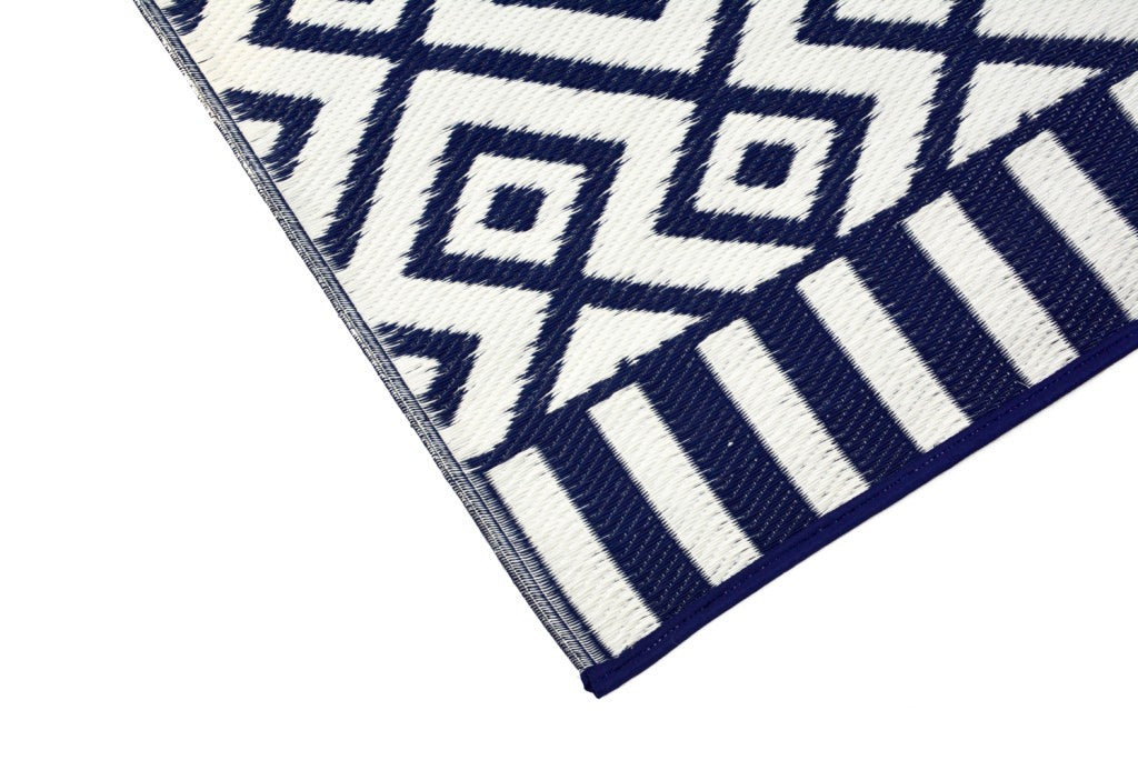 Eco-friendly Reversible Outdoor Plastic Mat-Chatai ARC002-Navy White-150x240cm