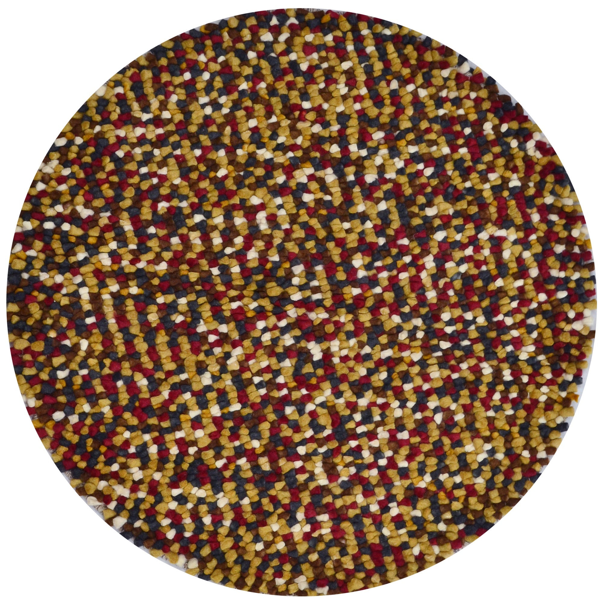 Handwoven Trendy Wool Rug-Jelly Bean-Brown Multi-120x120cm