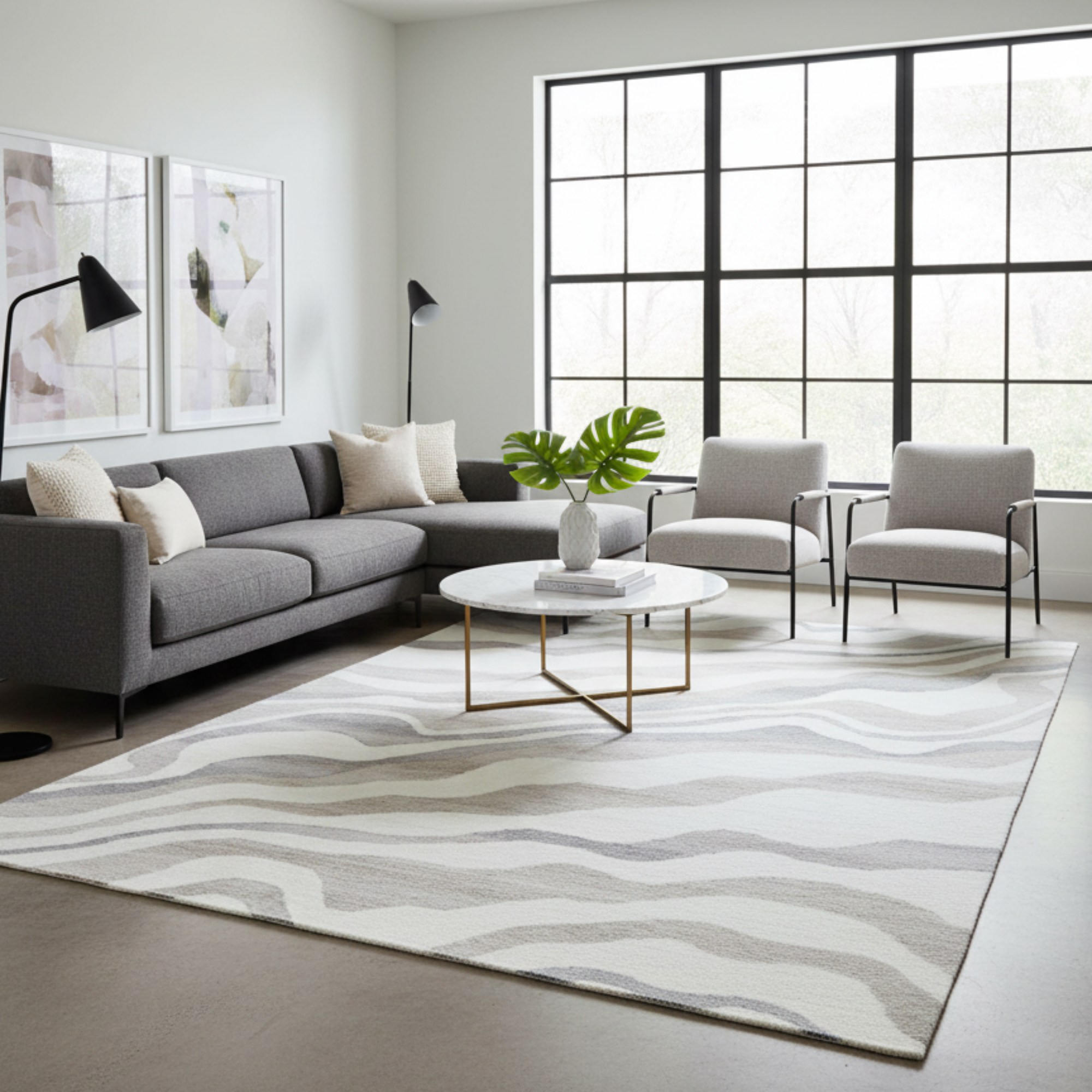 Handmade Gladstone Wool Rug-6438- NATURAL-110x160cm