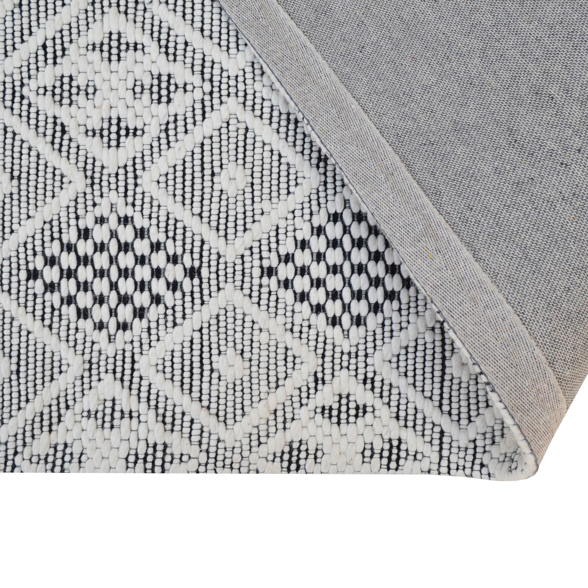 Handwoven Wool Rug-Miami 504-Ivory/Black-160x230cm