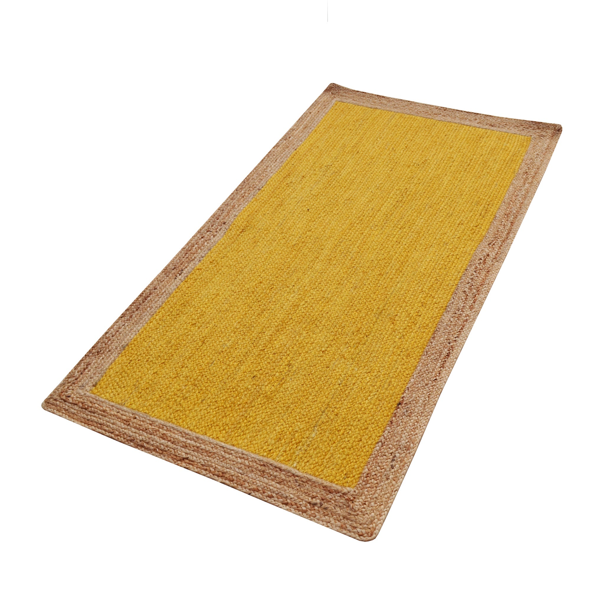 Handwoven Border Jute Rug-1147-Natural/Gold-80X150cm