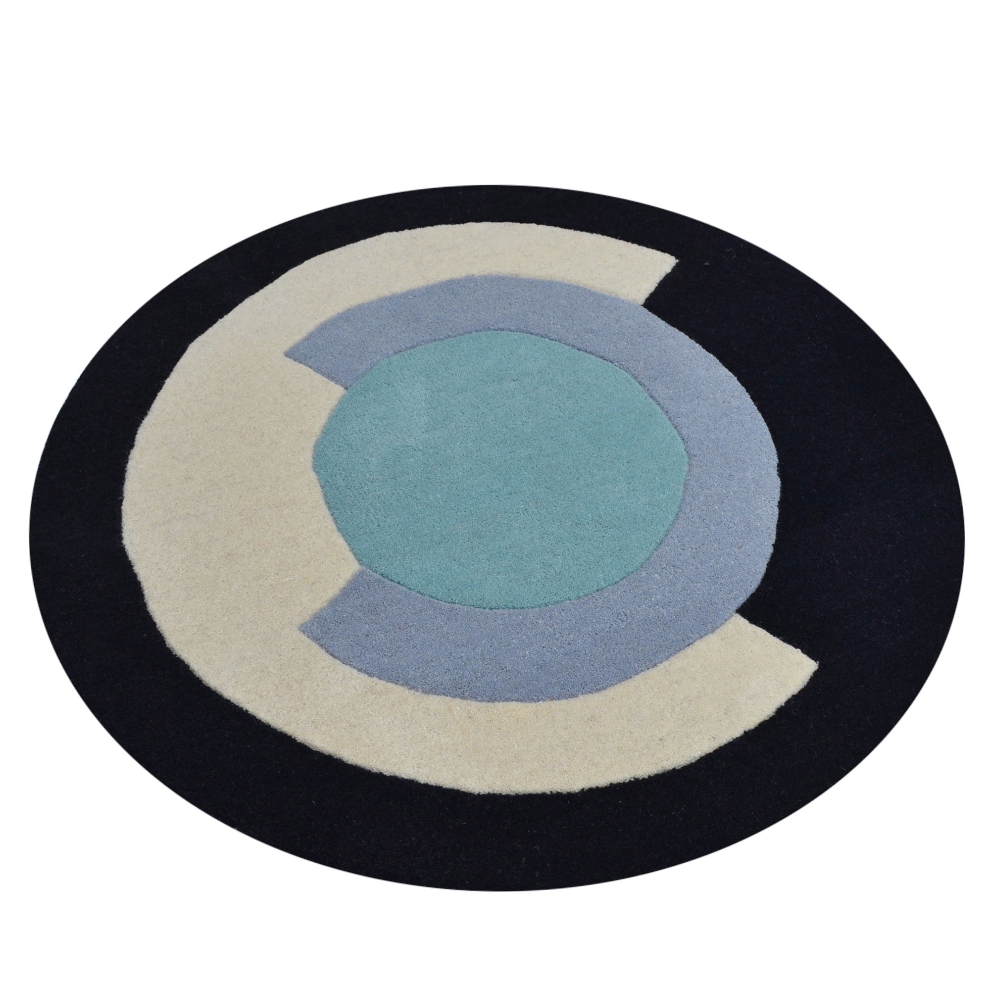 Handmade Woollen Round Rugs-Decotex 6398-Black Multi-100x100cm