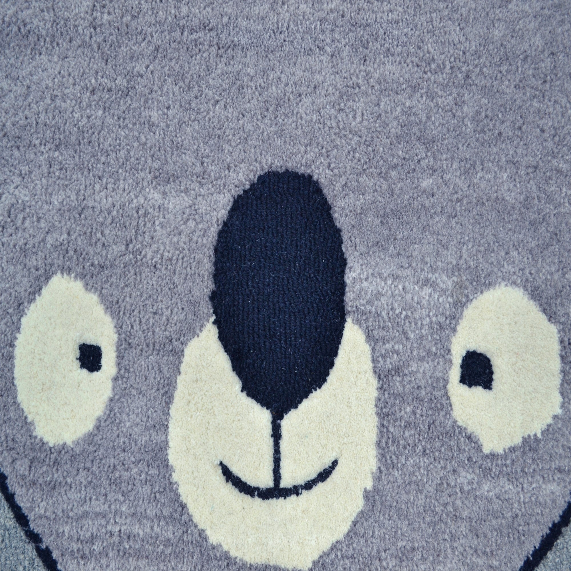 Handmade BEAR Wool Rug-6434-Grey-100x100cm