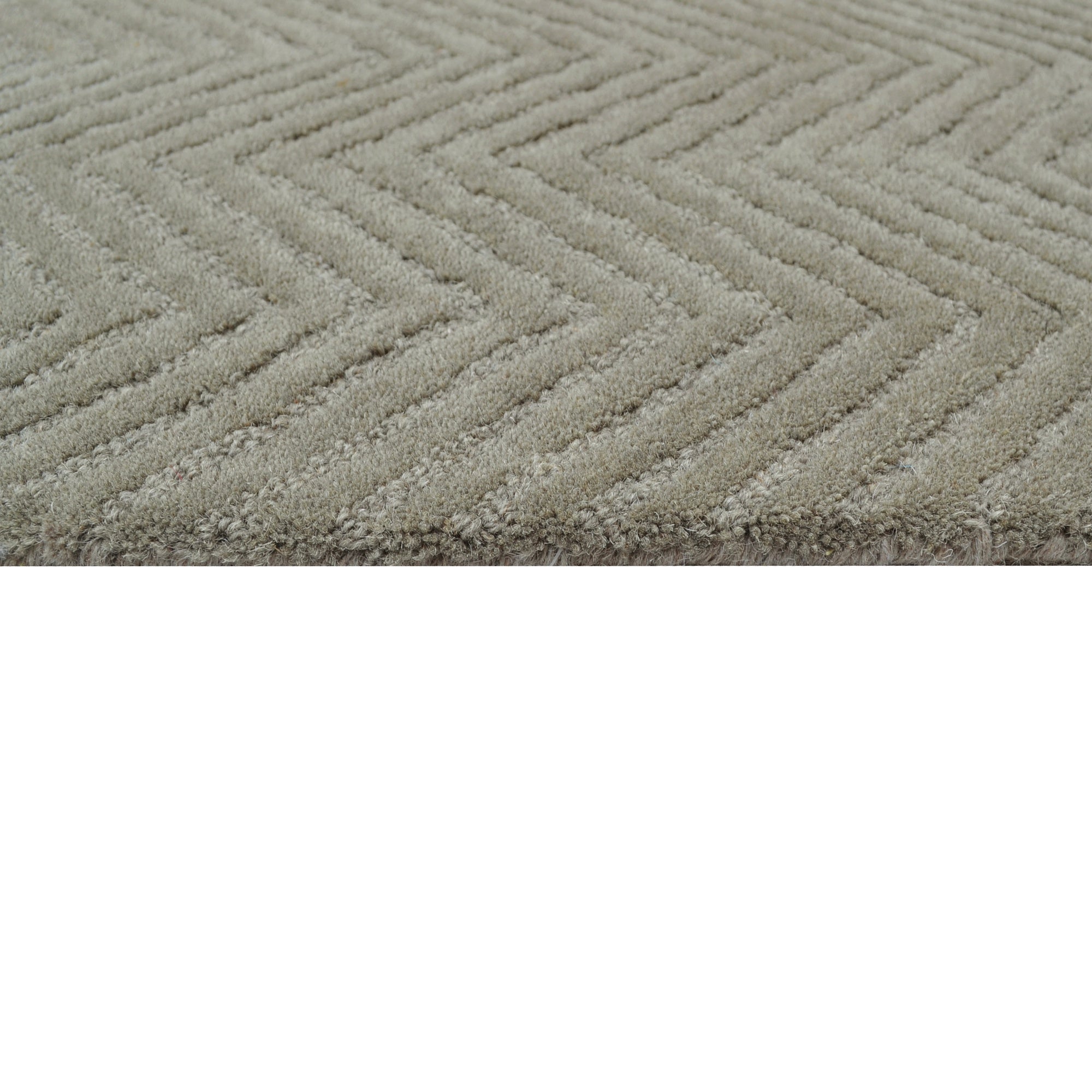 Handmade Chevron Wool Rug- 6439- A.Green-60x90cm