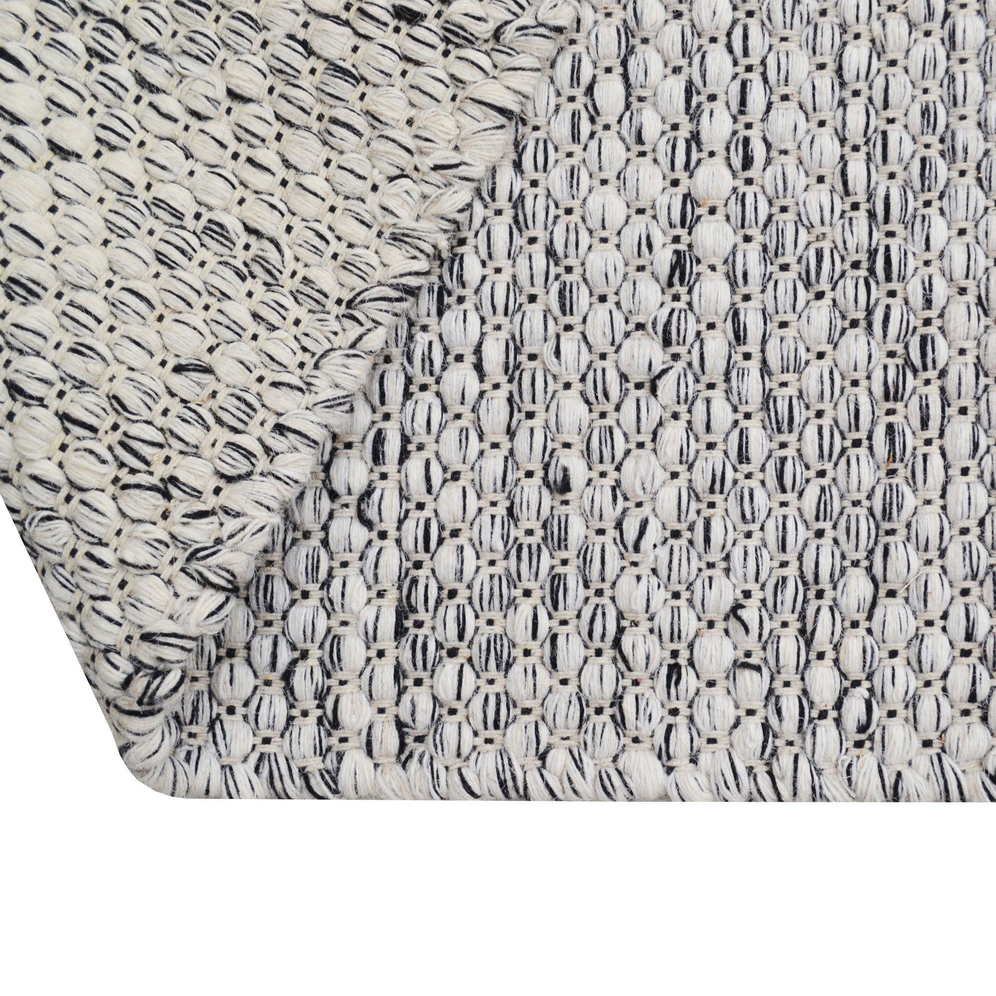 Handwoven Marble Wool Rug-6423-IVORY/CHARCOAL-60x90cm